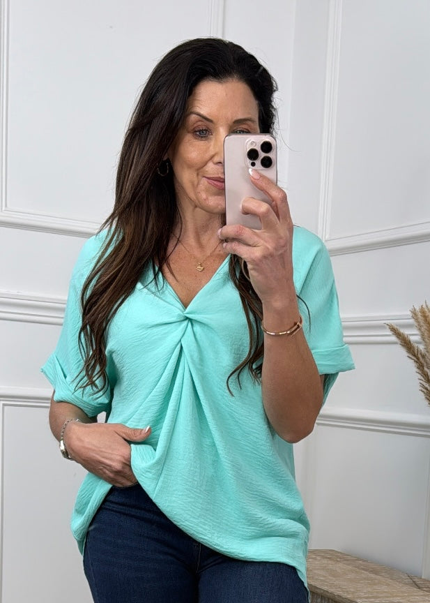 Orianna Mint Twist Front Blouse