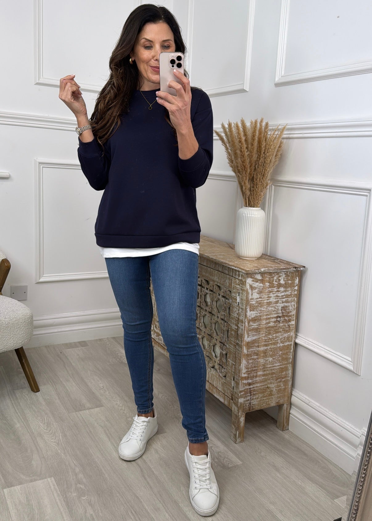 Aoife Navy Layered Sweatshirt