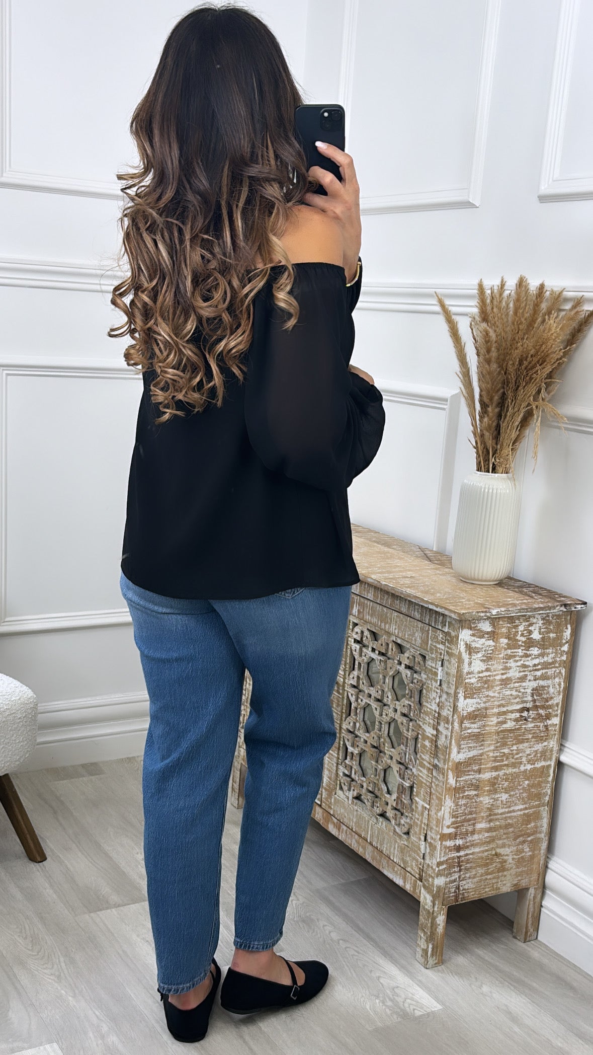 Amanda Black Cold Shoulder Blouse