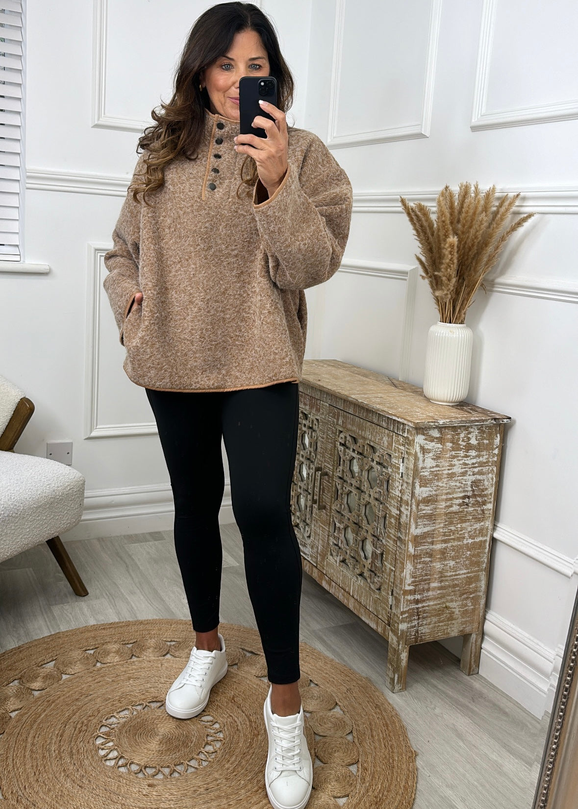 Adley Camel High Neck Sweatshirt