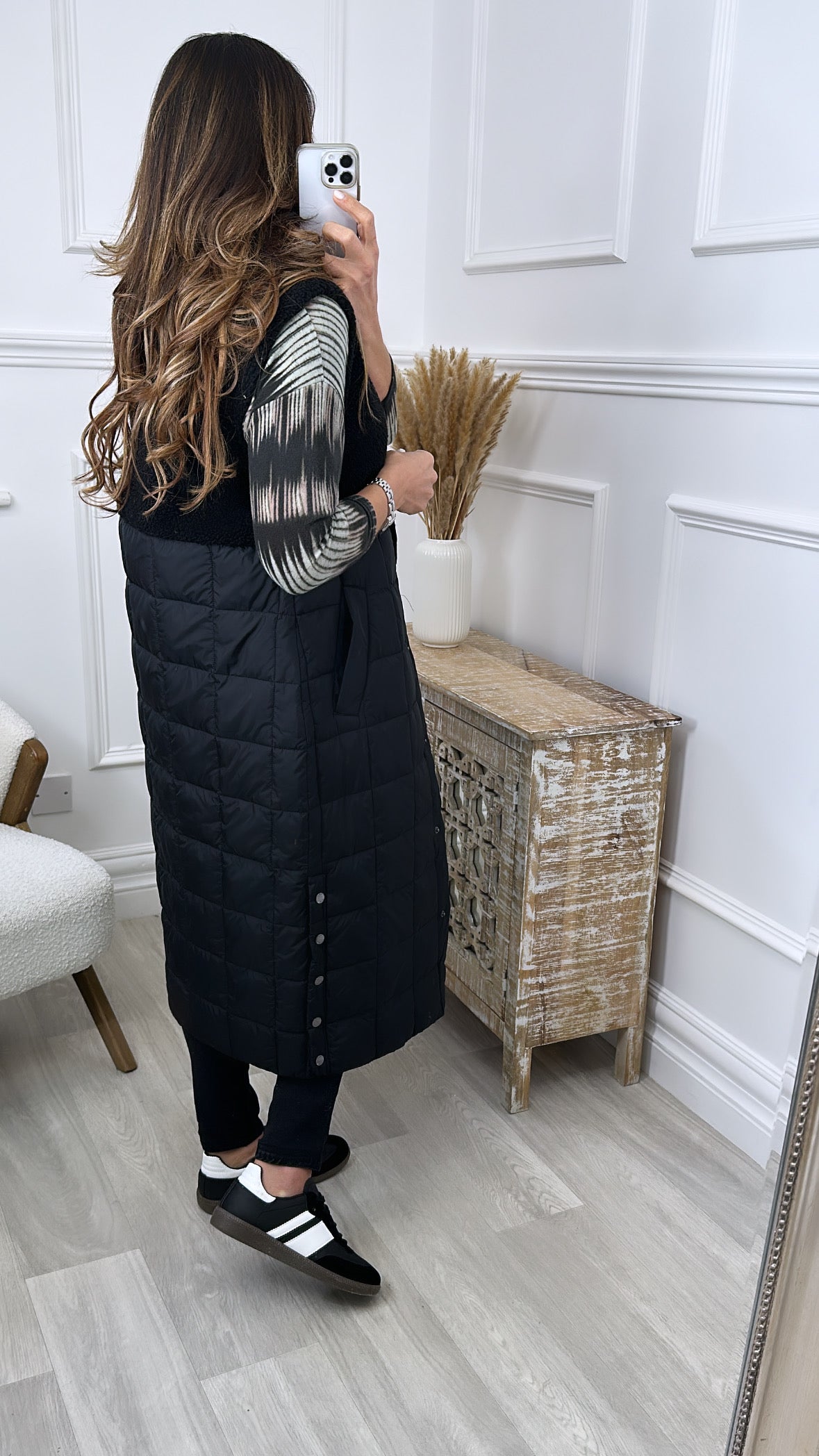 Molly Black Teddy Quilted Gilet