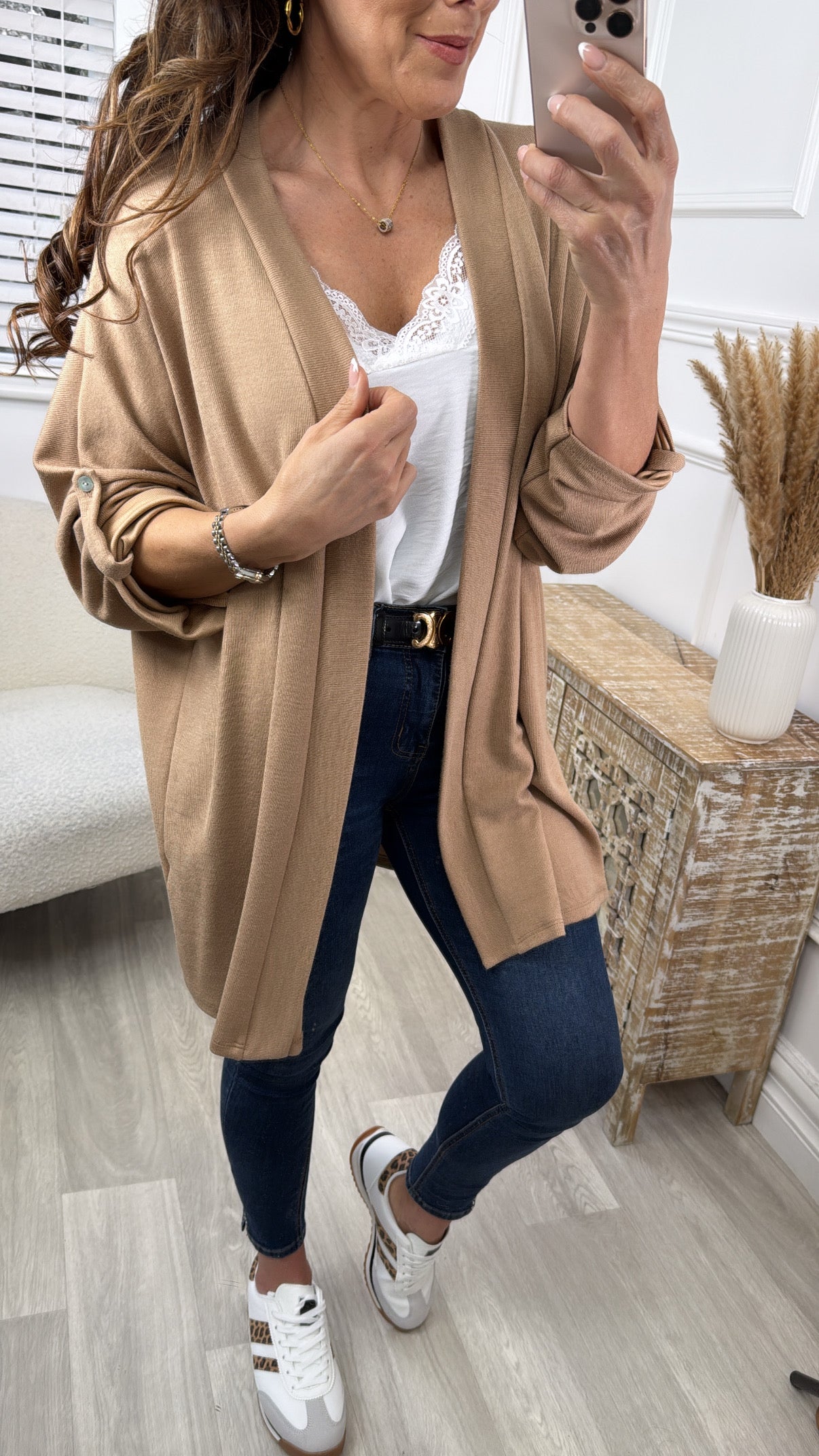 Lenore Camel Kimono Shrug