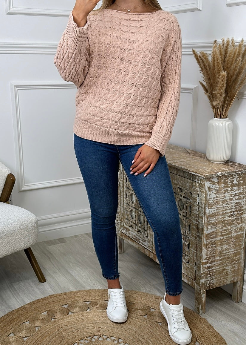 Marissa Dusty Pink Cable Knit Jumper