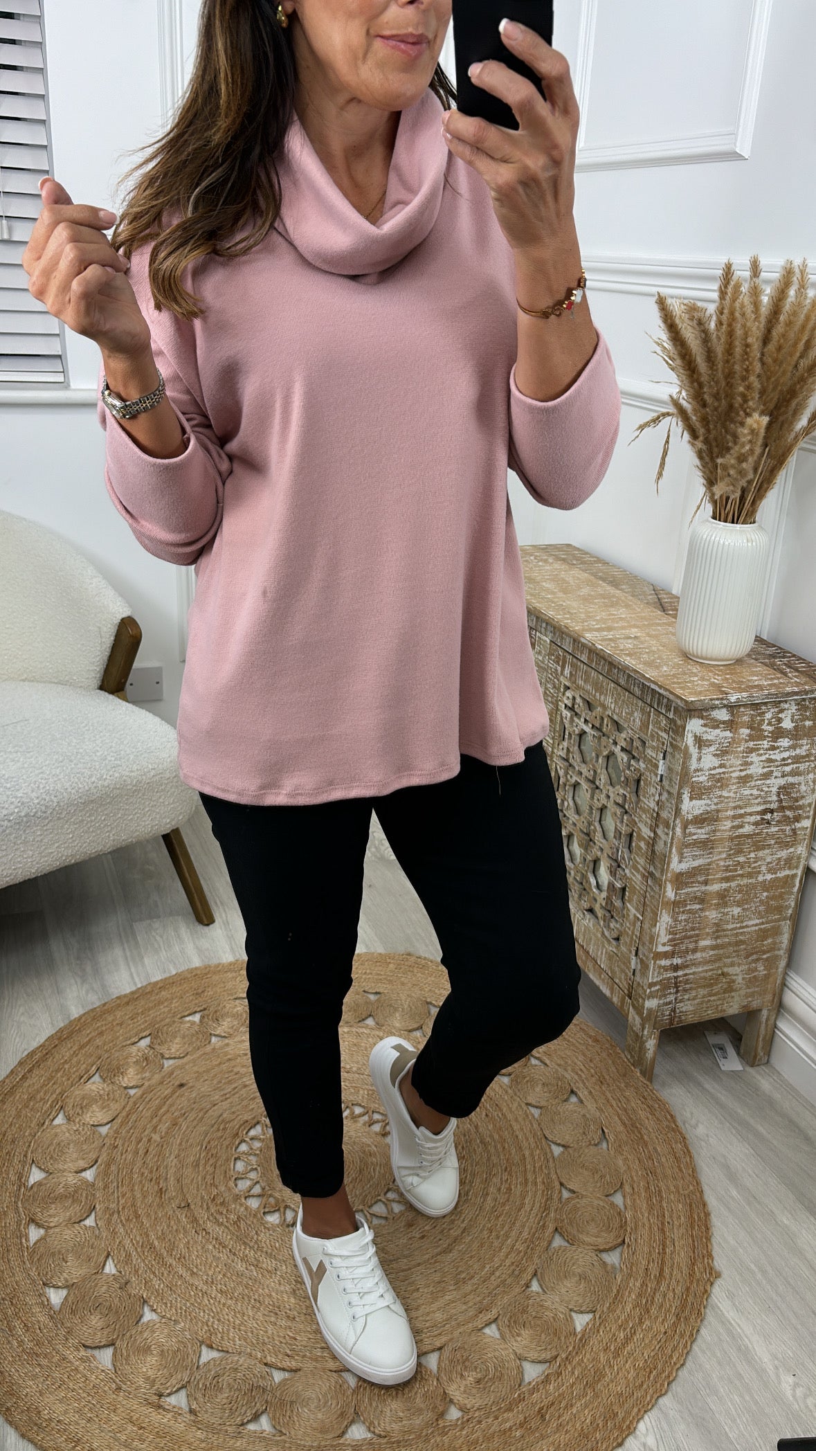 Natasha Pink Cowl Neck Jumper