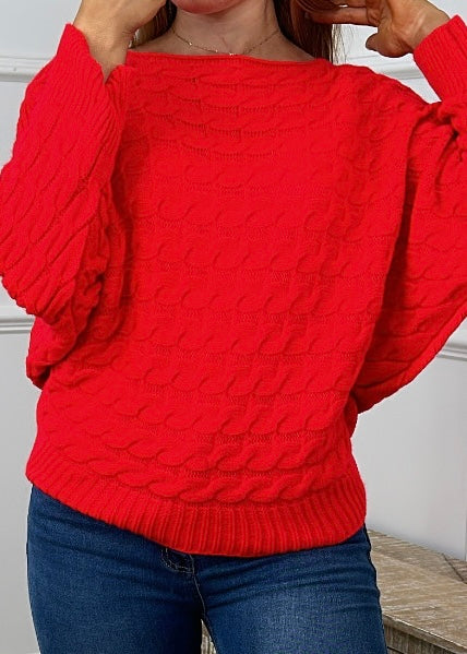 Marissa Red Cable Knit Jumper