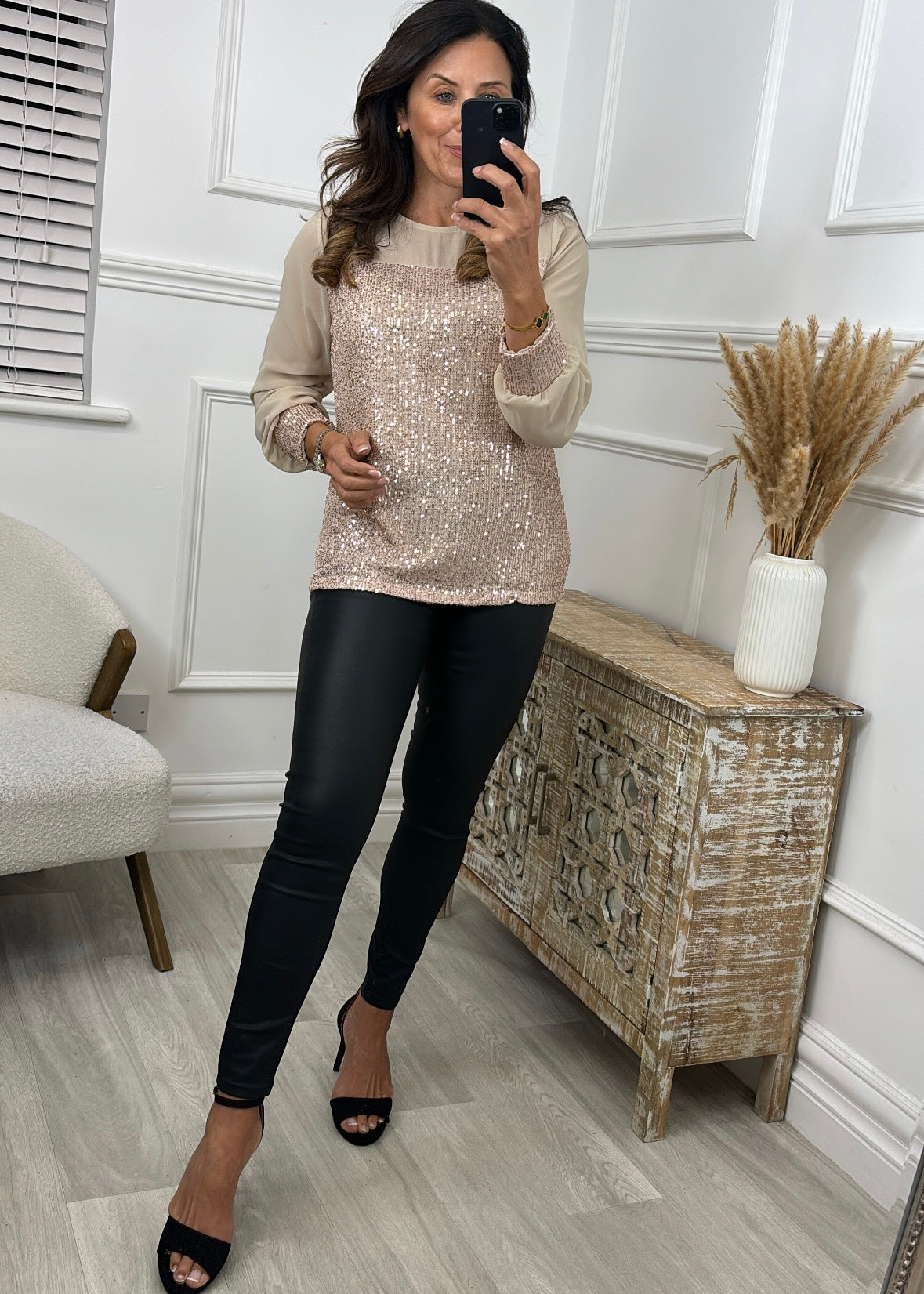 Toscany Champagne Sequin Blouse