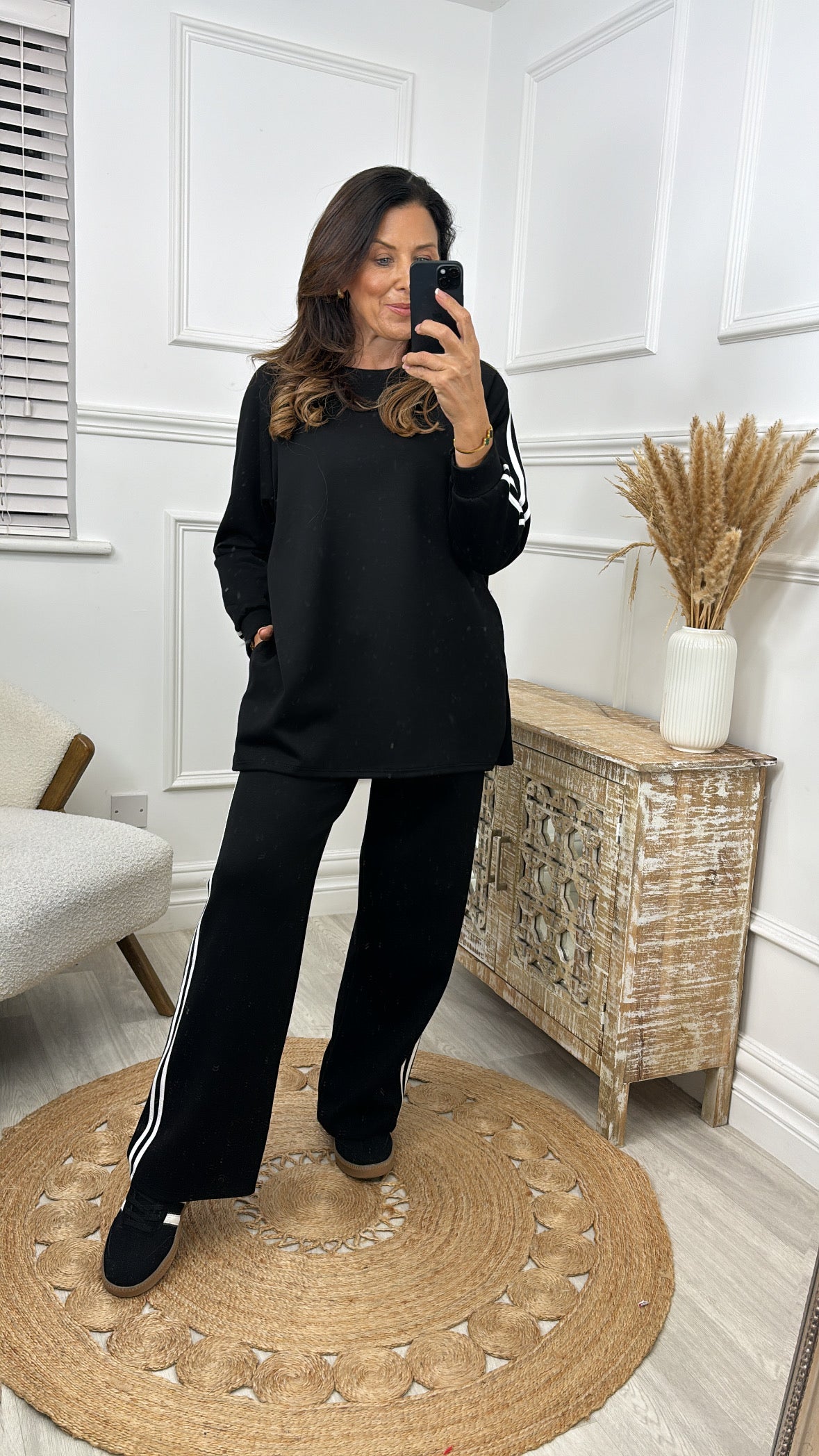 Abby Black Side Stripes Trousers