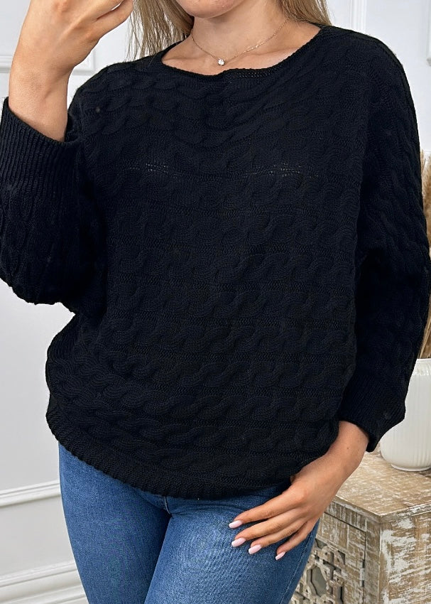 Marissa Black Cable Knit Jumper