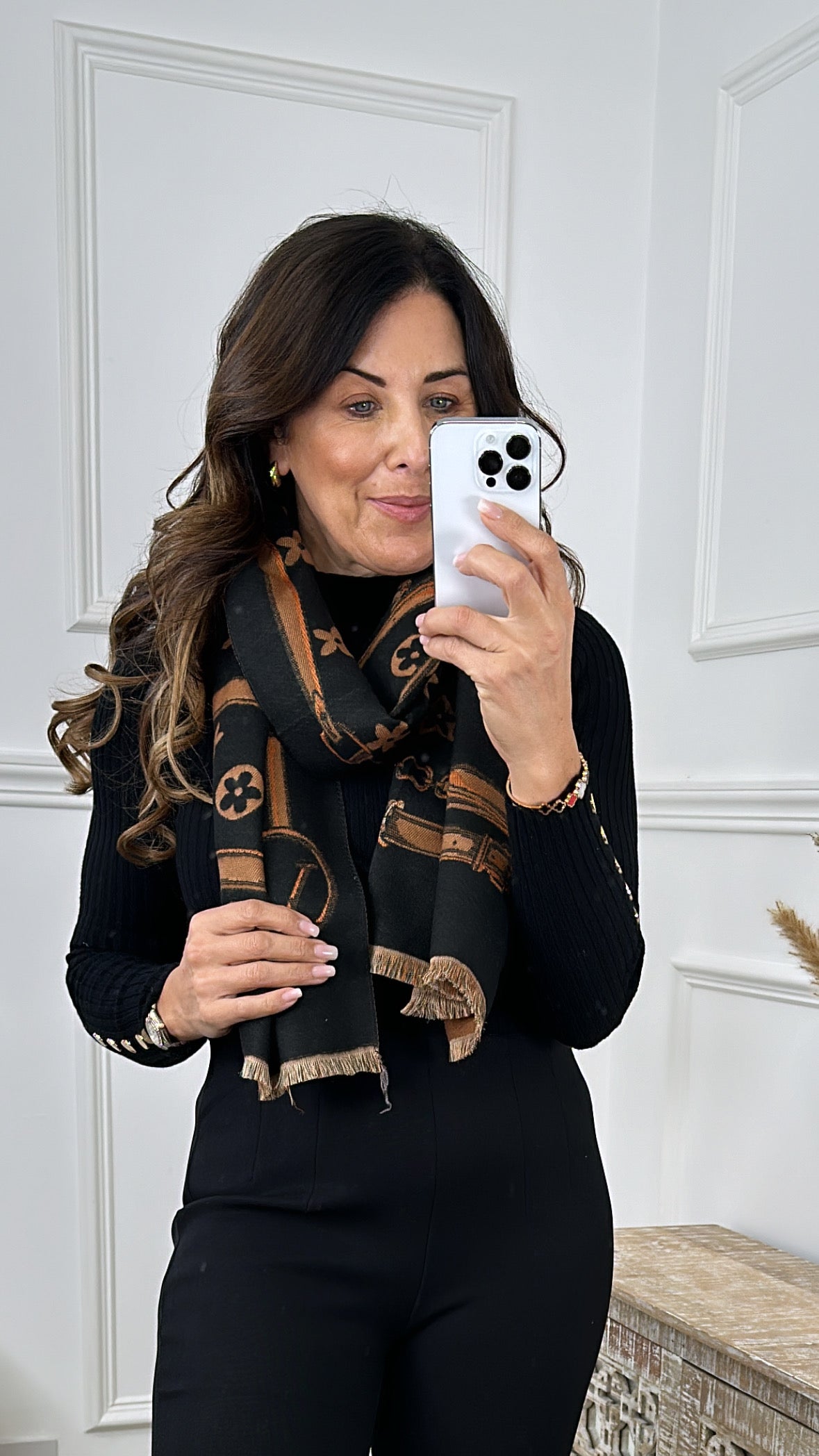 Shona Brown Pattern Scarf