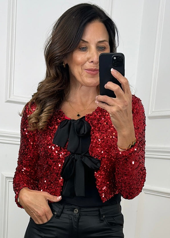 Sandra Wine Sequin Bolero