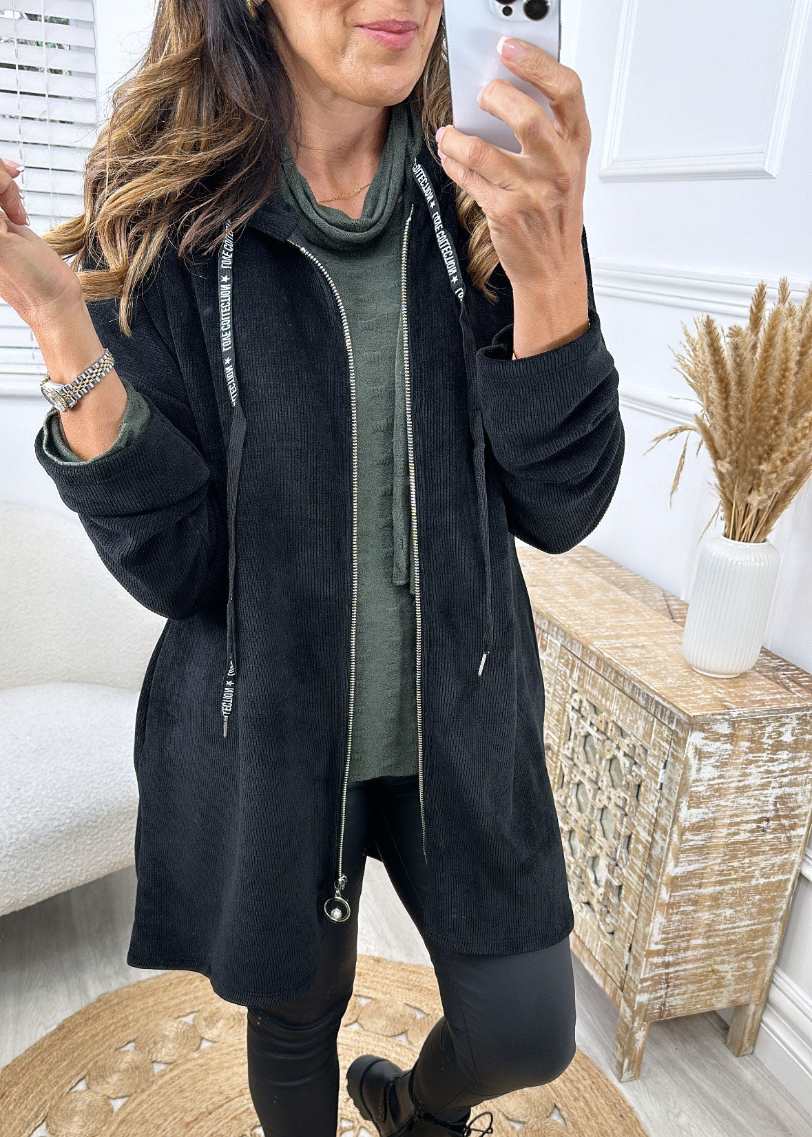 Cailin Black Hooded Cardigan