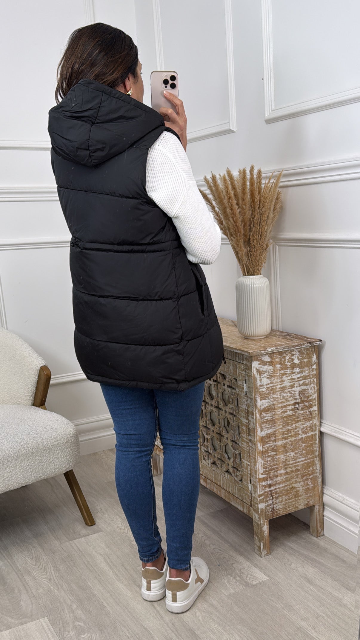 Lona Black Toggle Waist Puffer Gilet