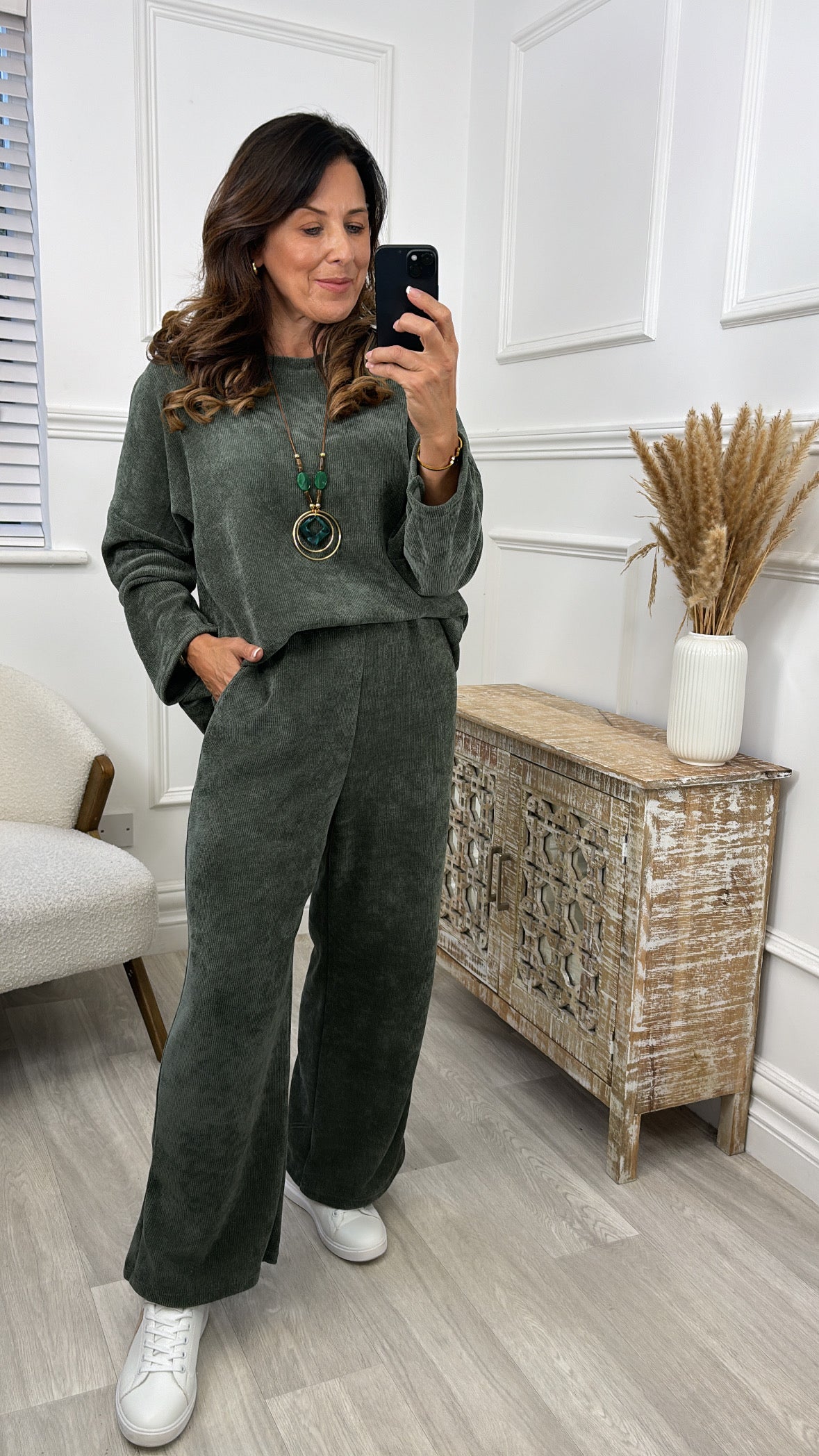 Brenda Khaki Velour Set