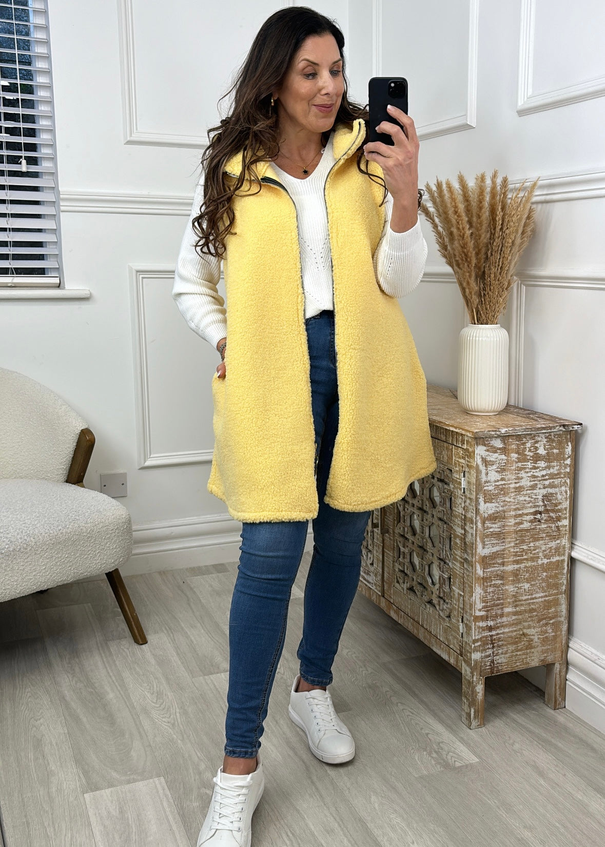 Ailish Yellow Teddy Fleece Gilet