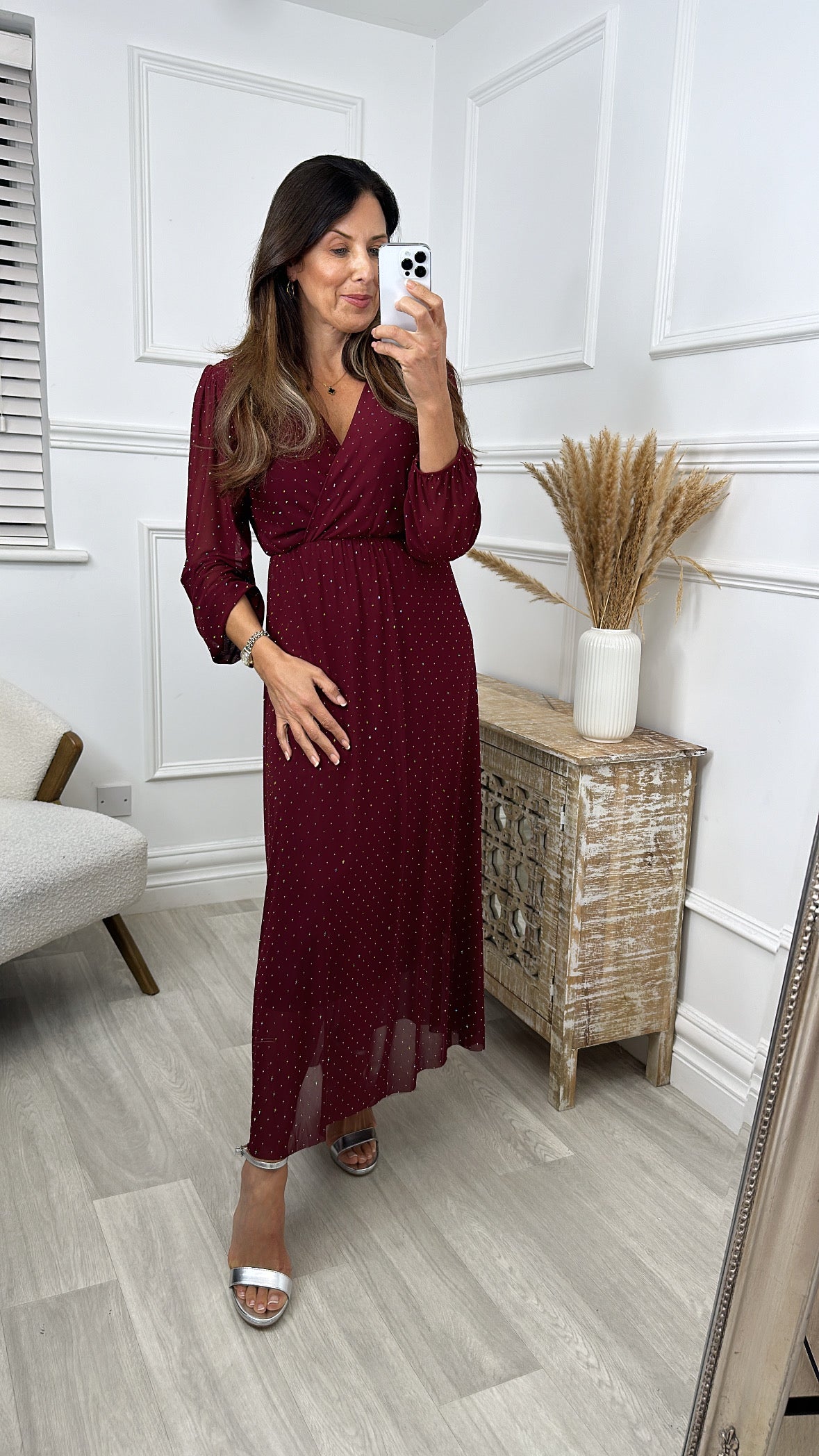 Moana Wine Sparkle Maxi Dress