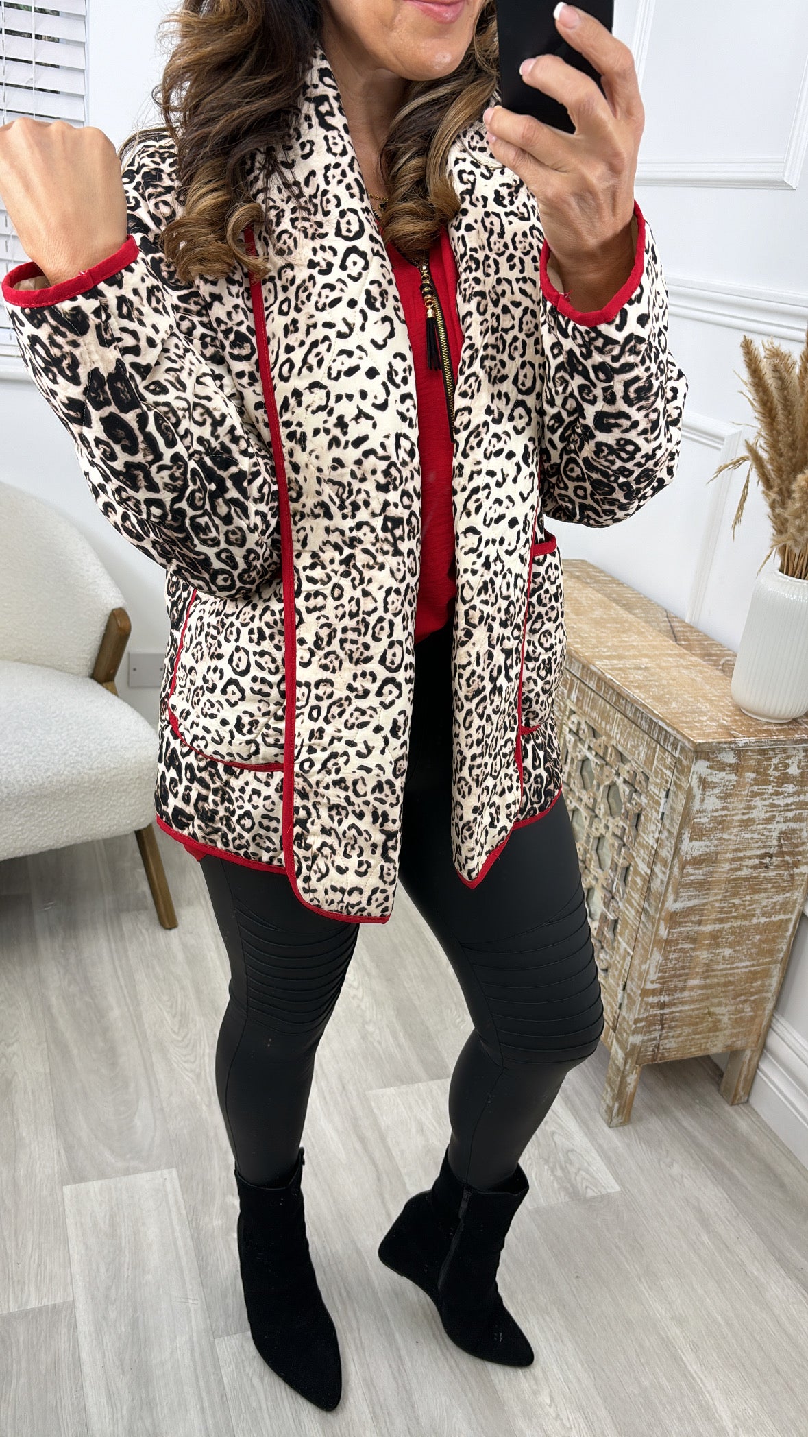 Gwenda Leopard Print Quilted Jacket