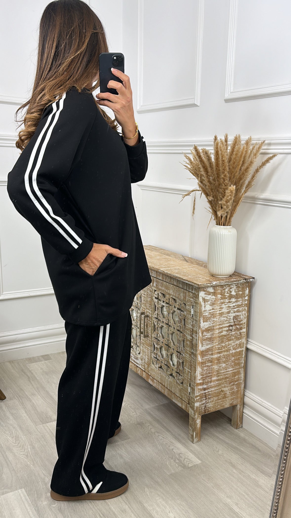 Abby Black Side Stripes Trousers