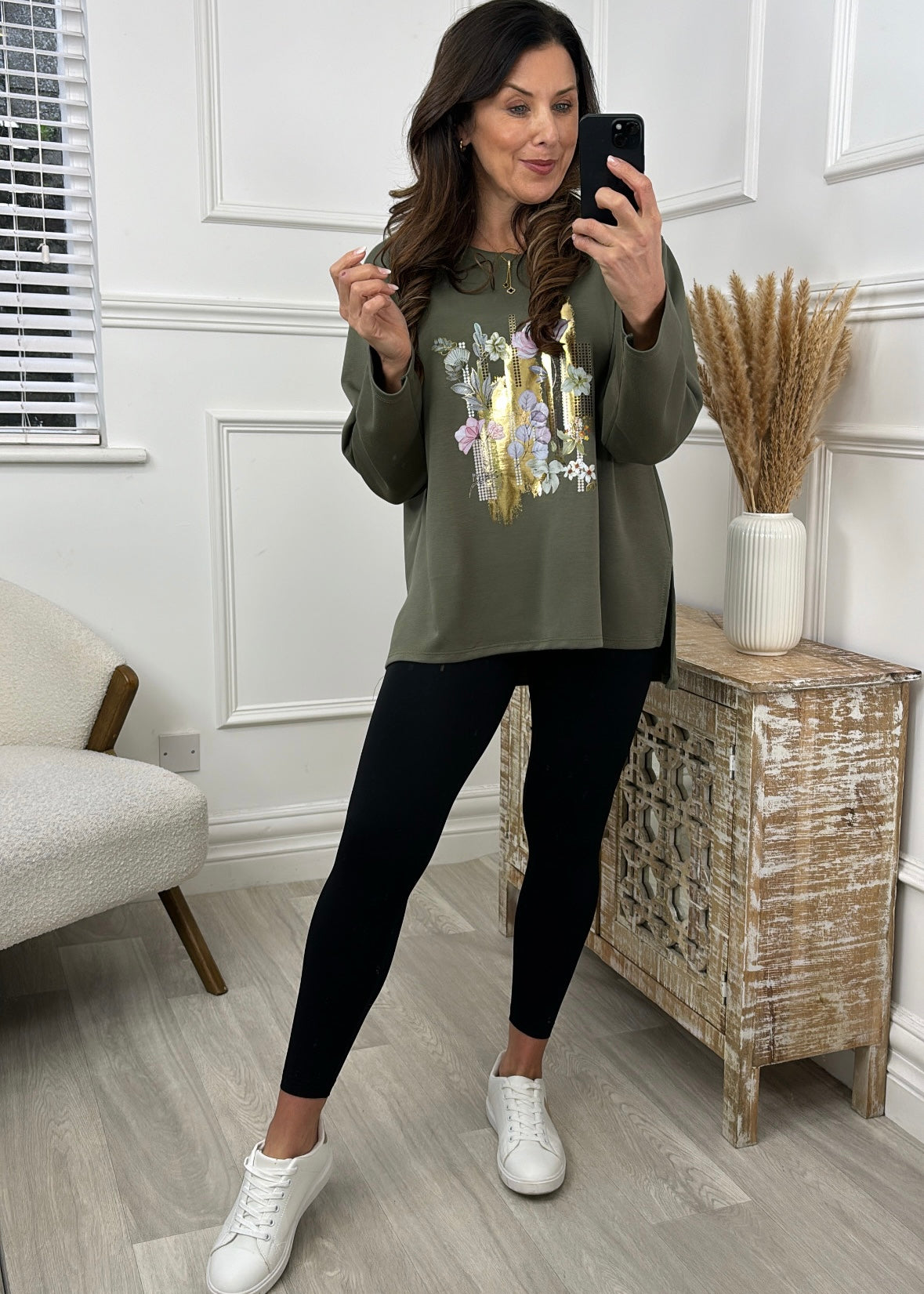 Shauna Khaki Floral Top