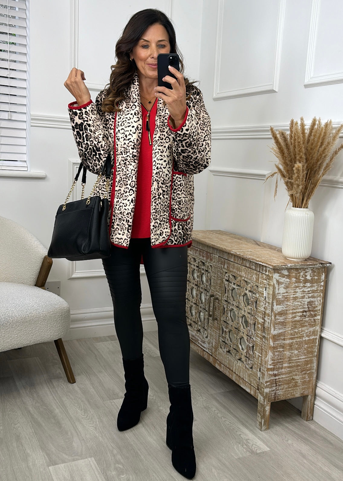 Gwenda Leopard Print Quilted Jacket