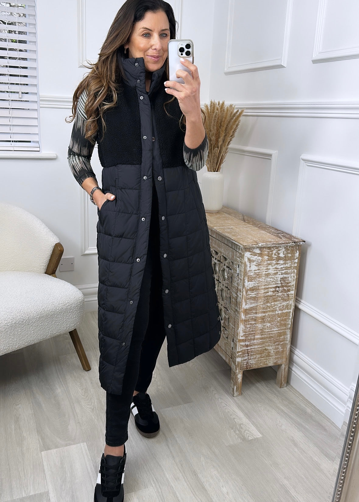 Molly Black Teddy Quilted Gilet
