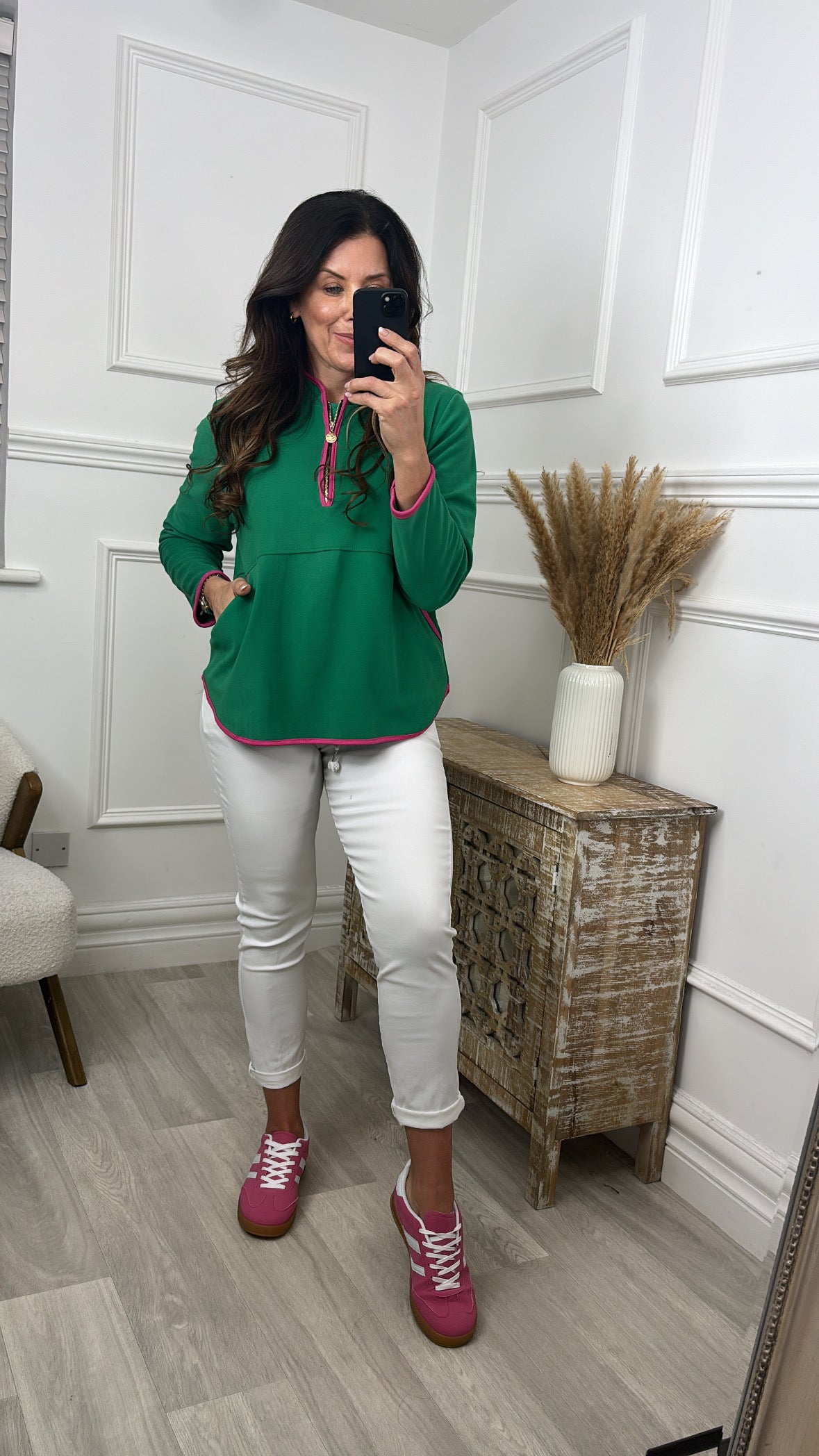 Angelina Green Half Zip VB Sweatshirt