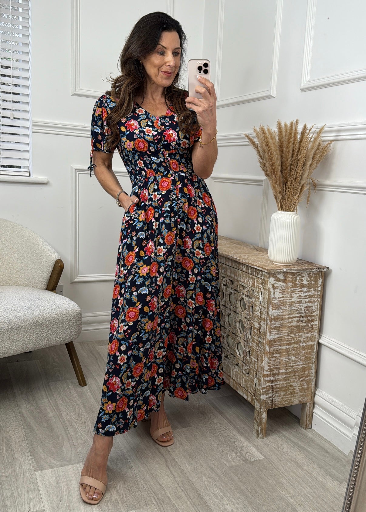 Lucienne Navy Floral Maxi Dress