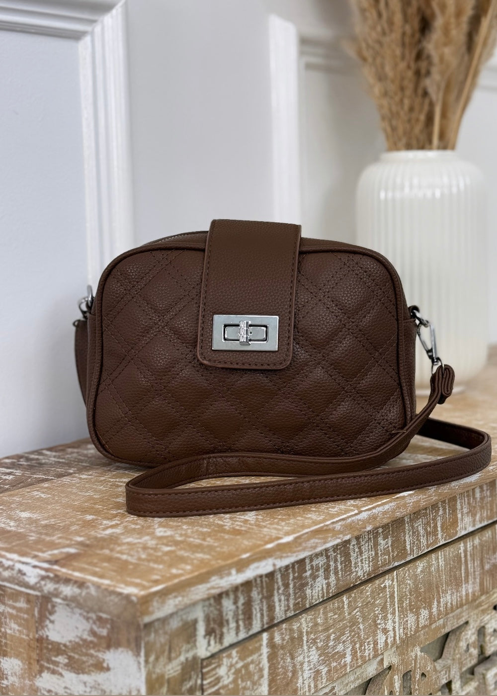 Lynda Coffee Quilted Bag