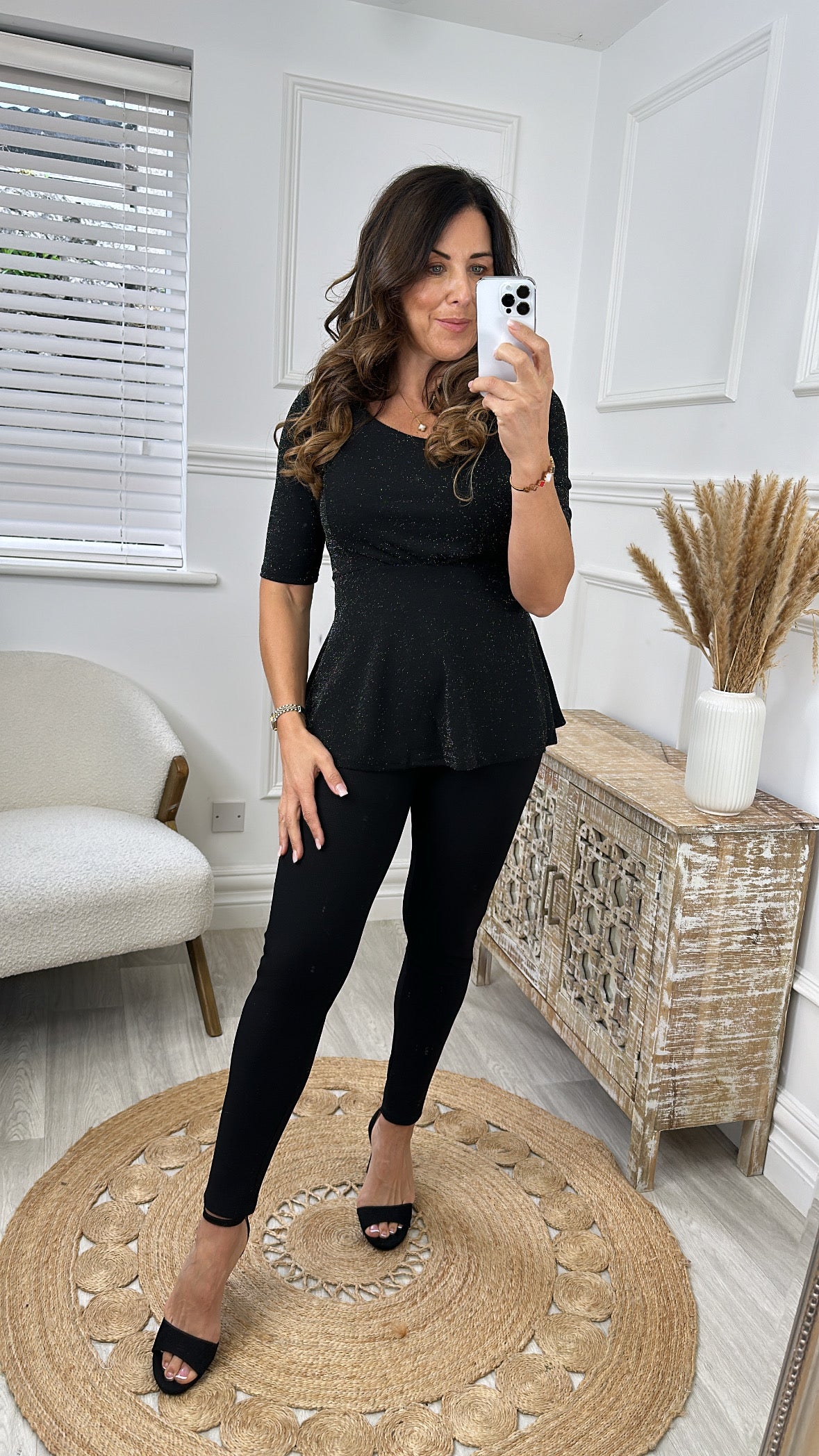 Gloriana Black Metallic Peplum Blouse