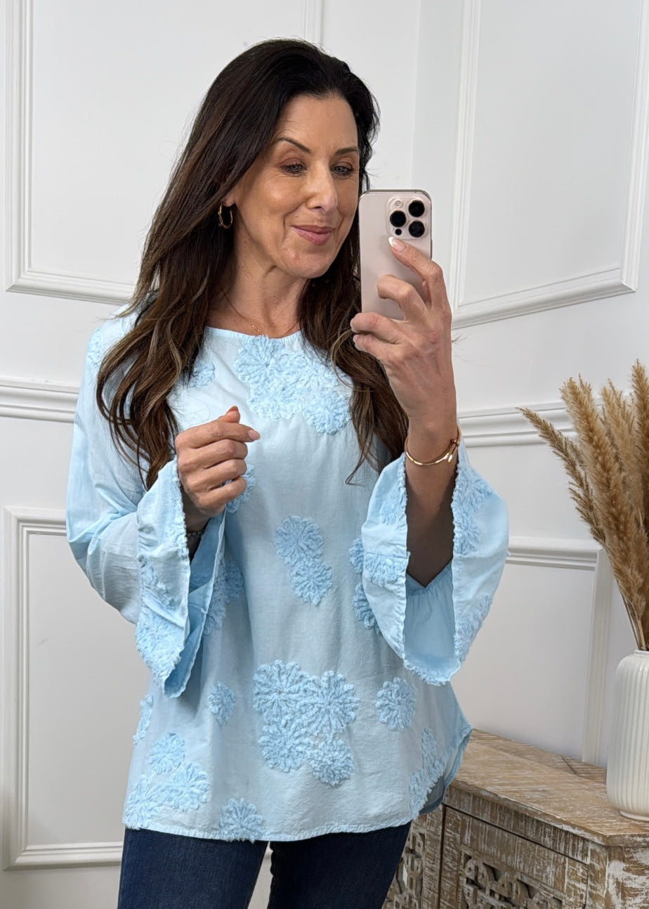 Robyn Blue Embroidered Blouse