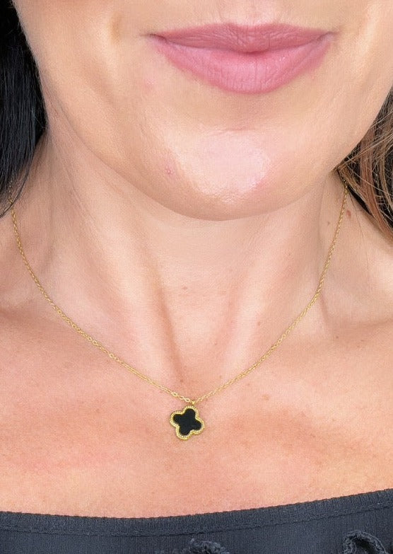 Moira Black Flower Gold Necklace