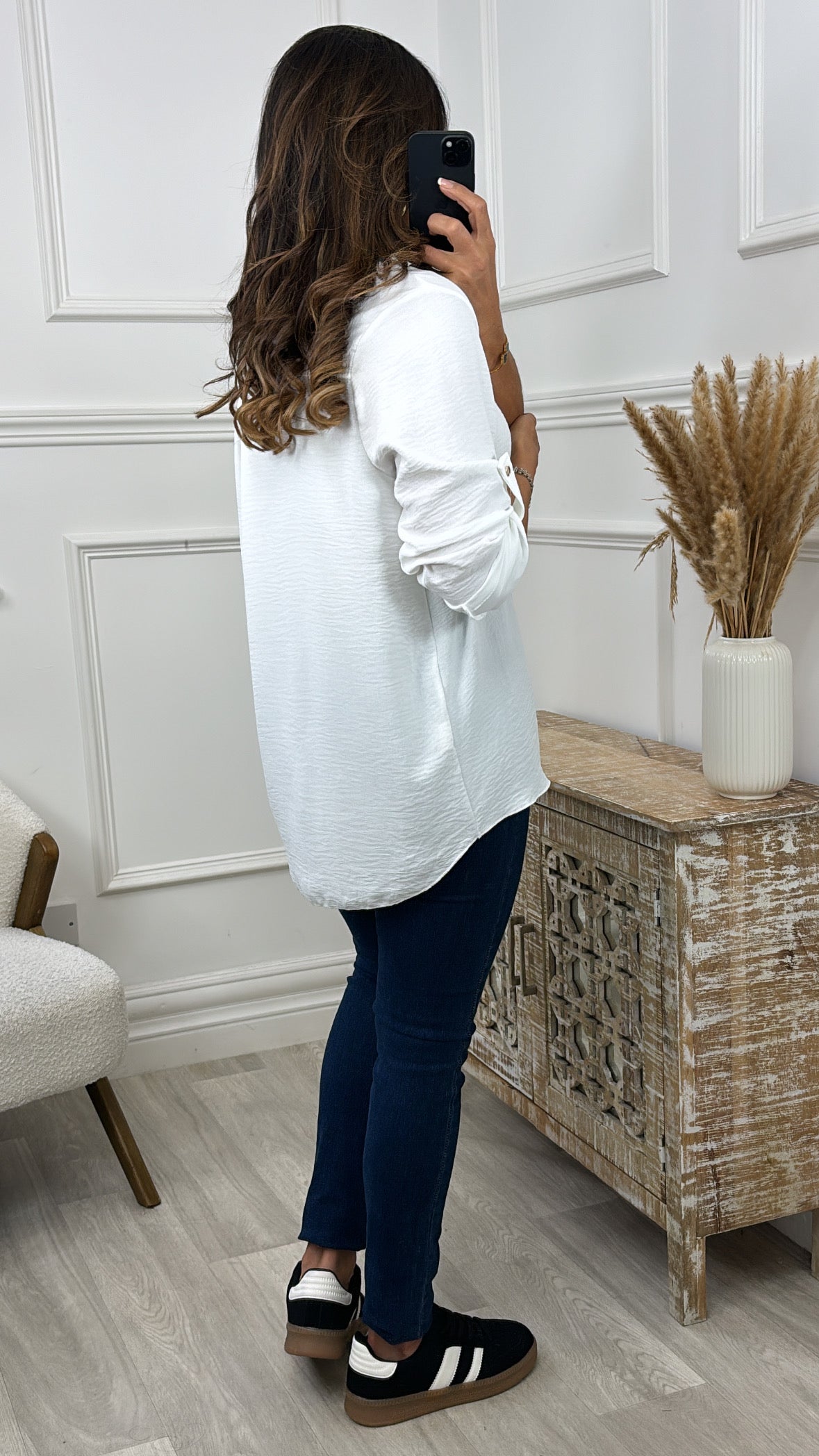 Jocasta White Zip Detail Top