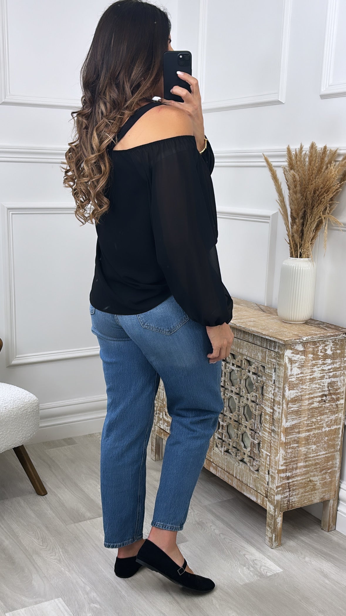 Amanda Black Cold Shoulder Blouse