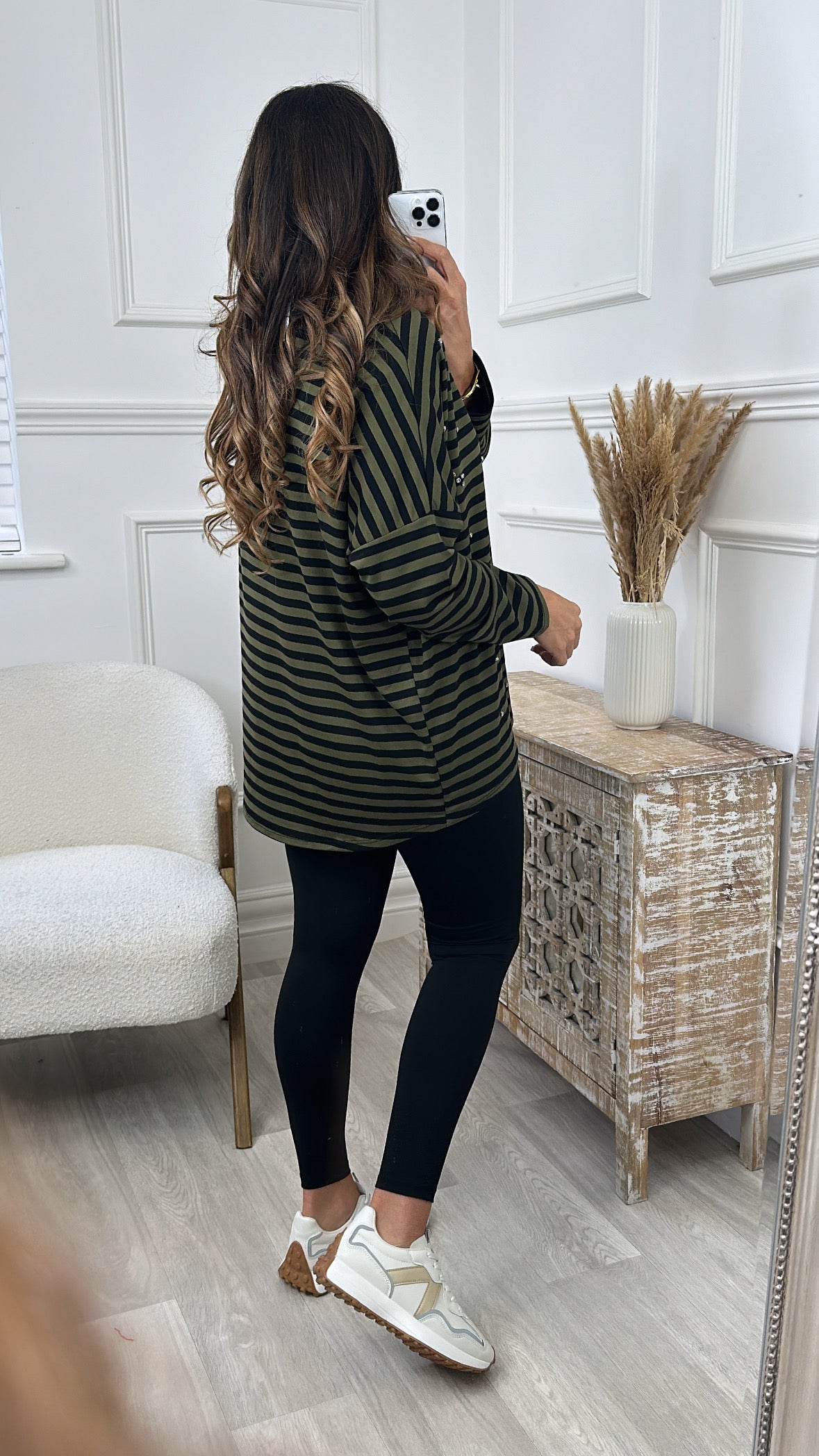 Devon Khaki Striped Pullover