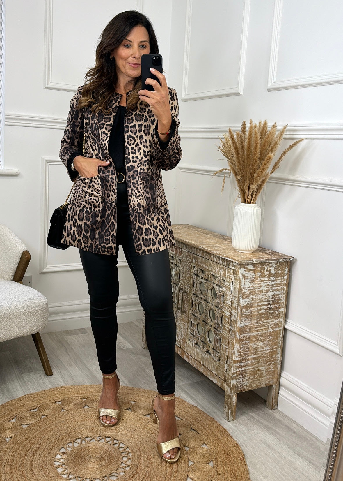 Medea Leopard Print Suede Blazer