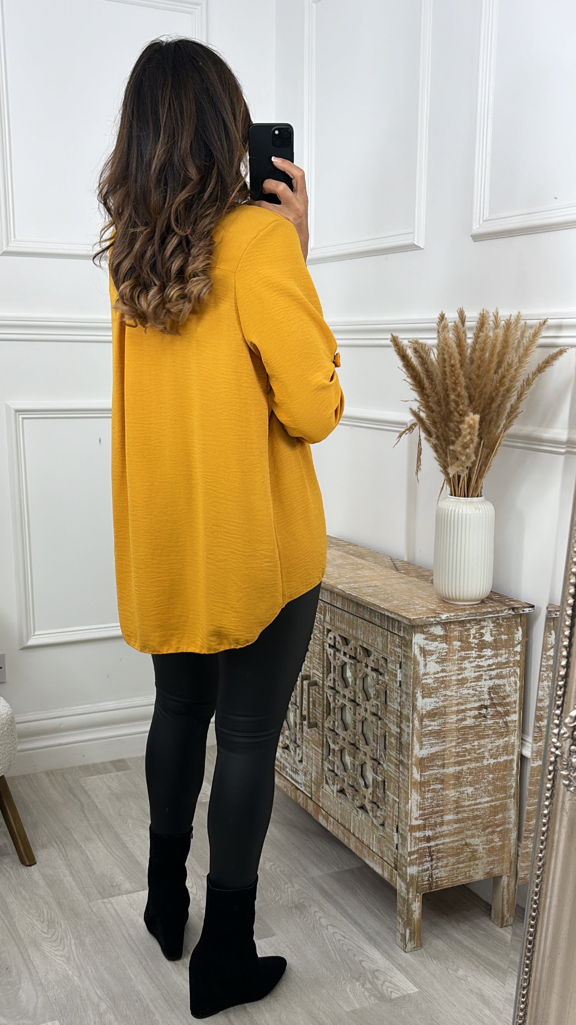 Jocasta Mustard Zip Detail Top