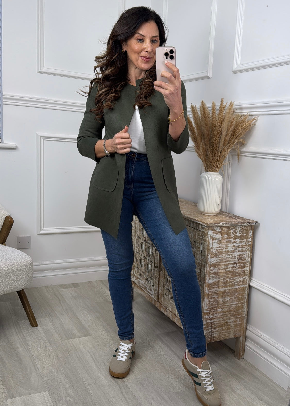 Samantha Khaki Suedette Jacket