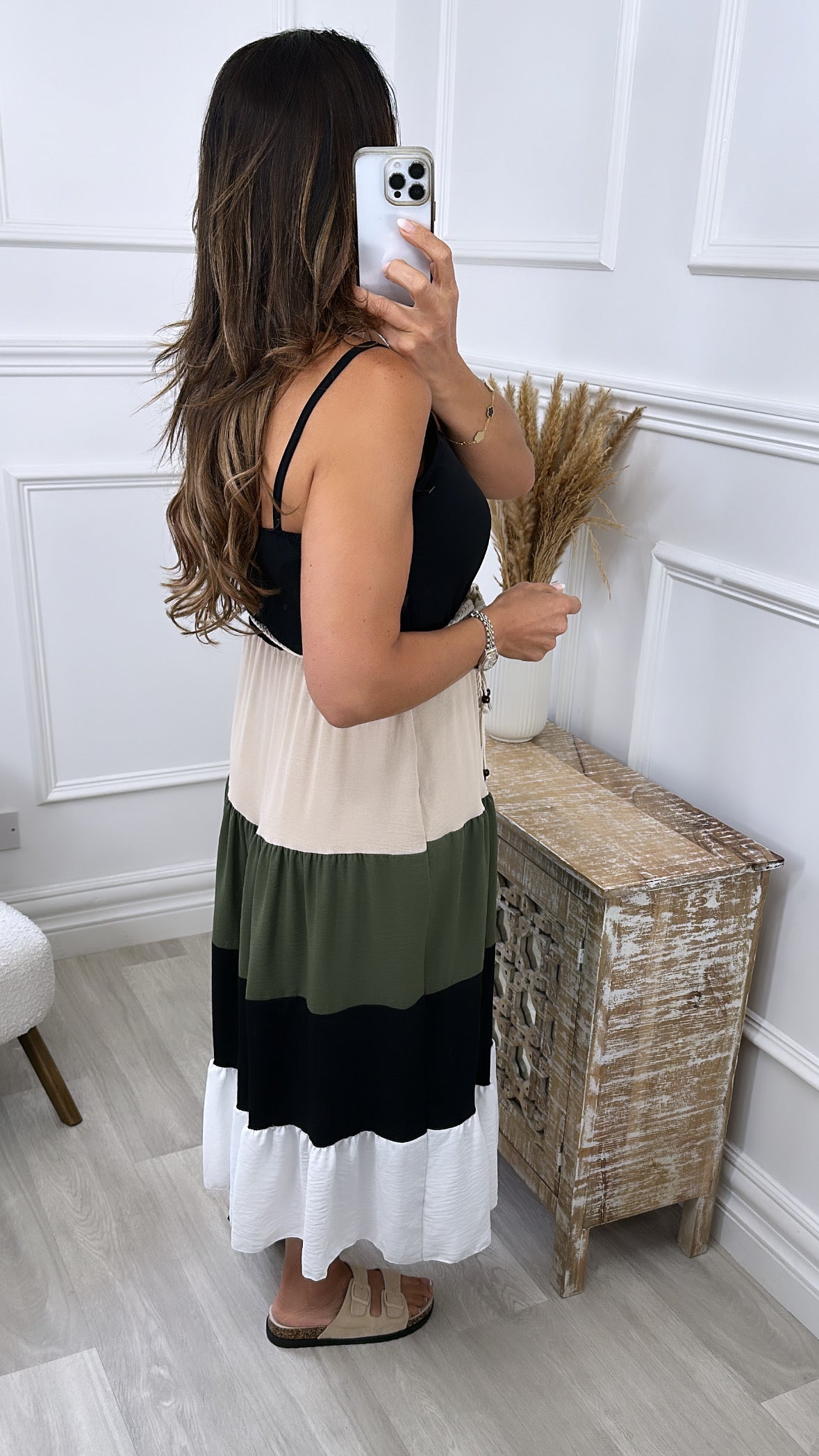 Tiffany Khaki Smock Cami Dress