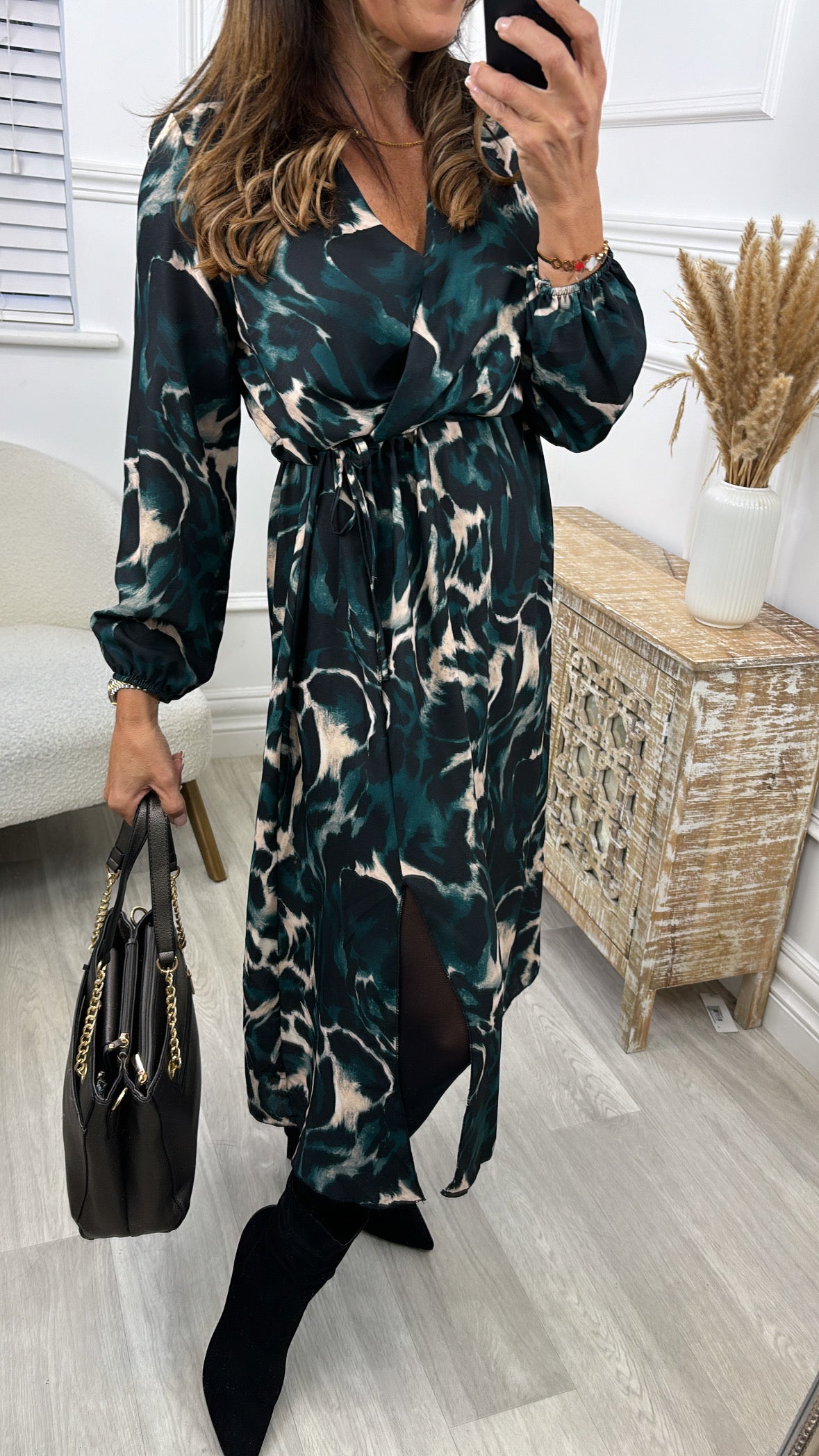 Emilia Teal Wrap Midi Dress