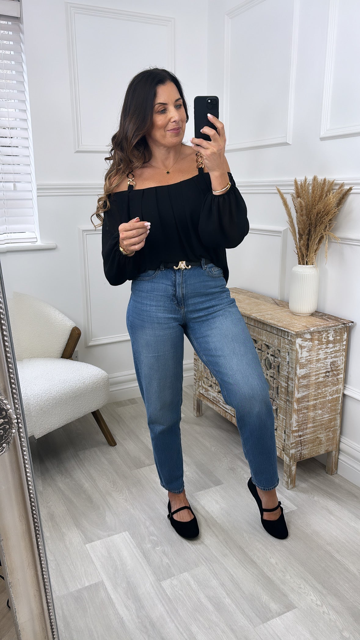 Amanda Black Cold Shoulder Blouse