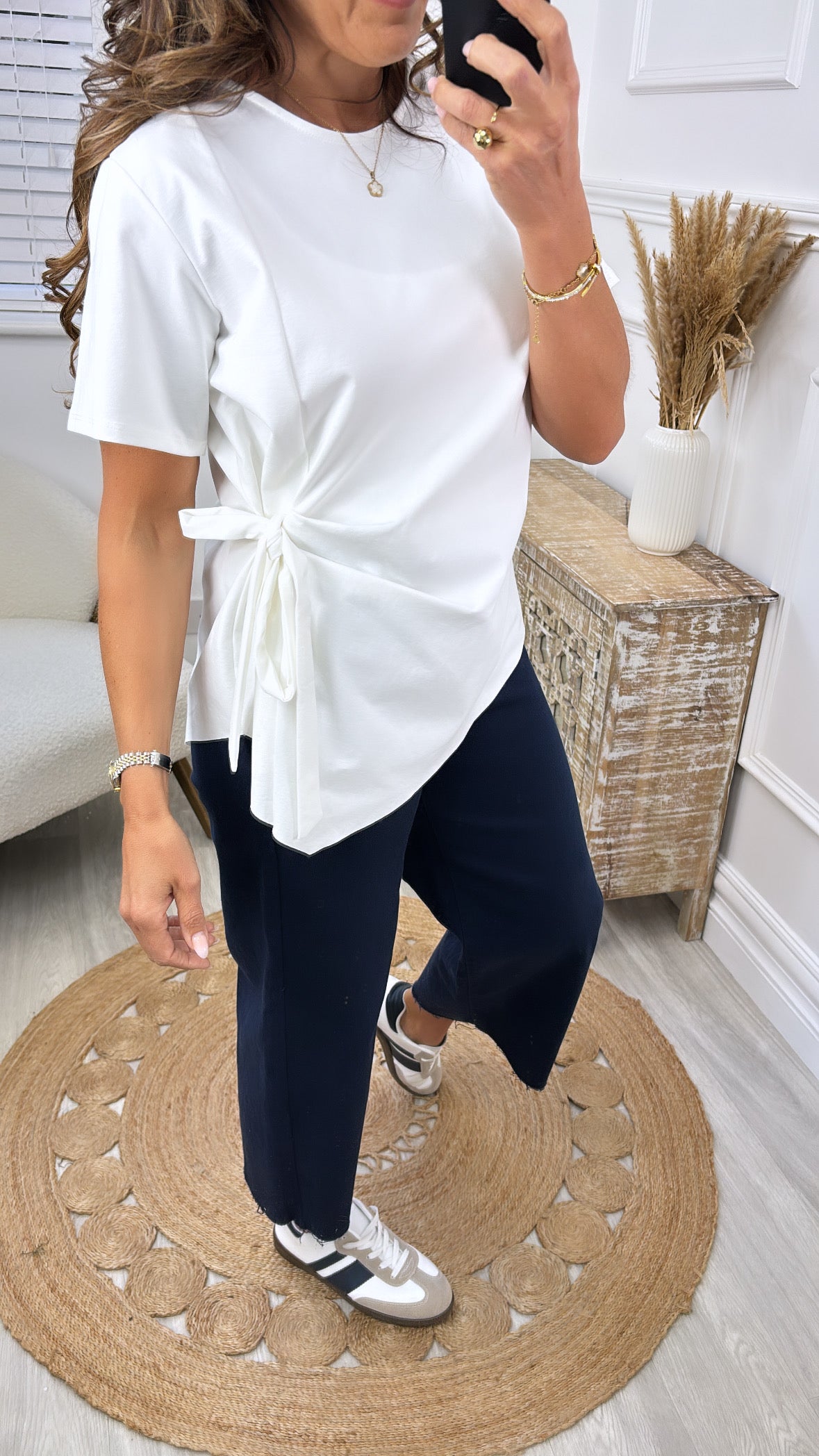 Holly White Side Tie Blouse