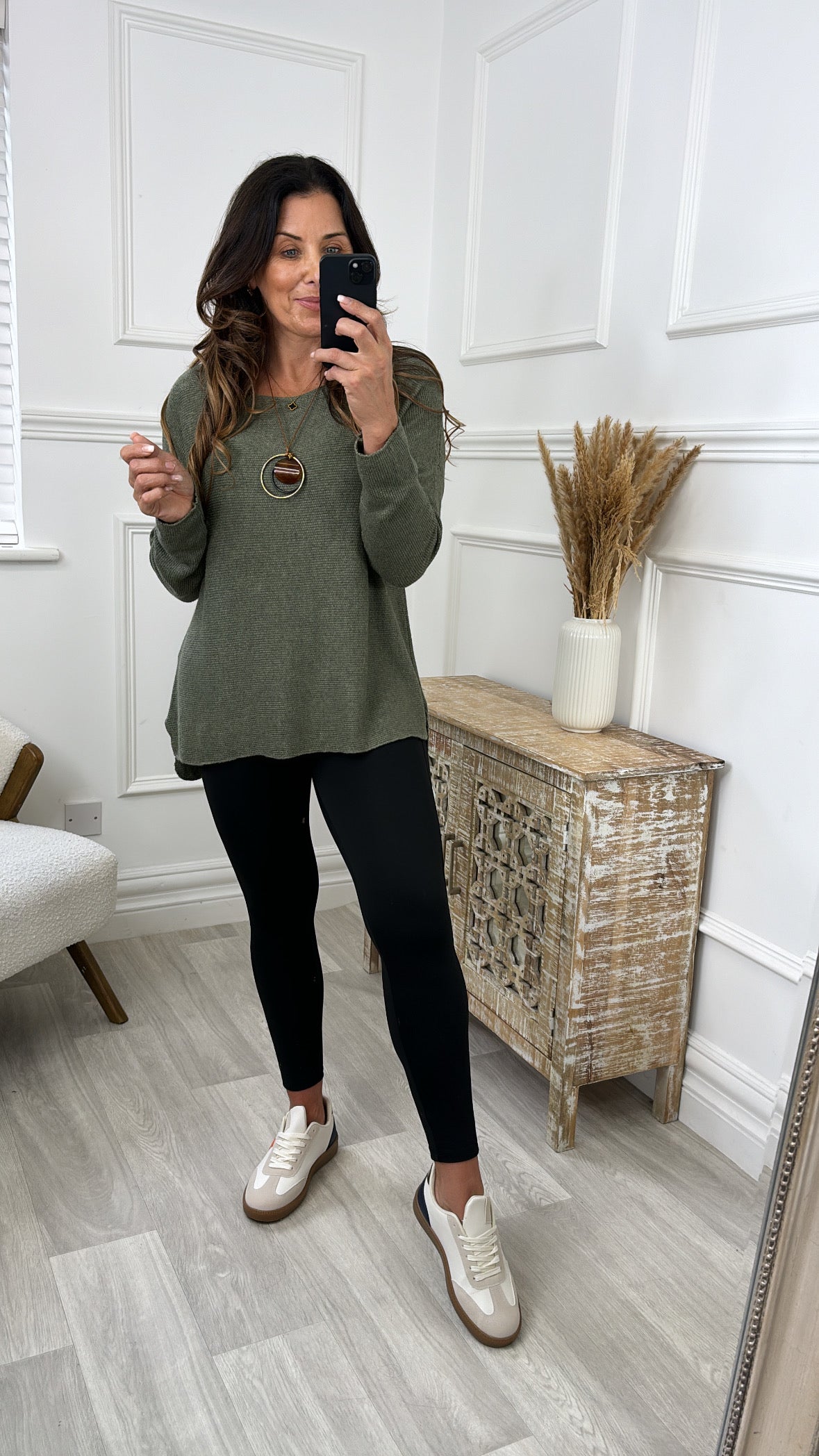 Monique Khaki Textured Necklace Top