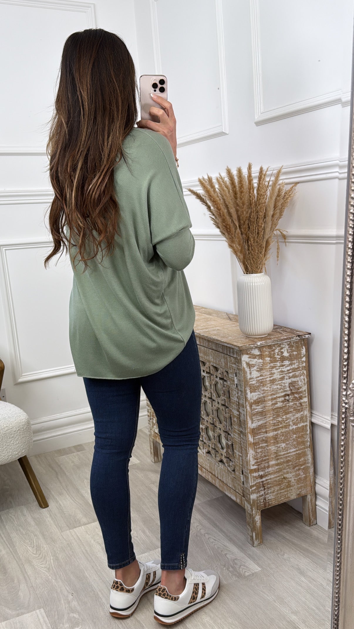 Verity Khaki Sequin Heart Top