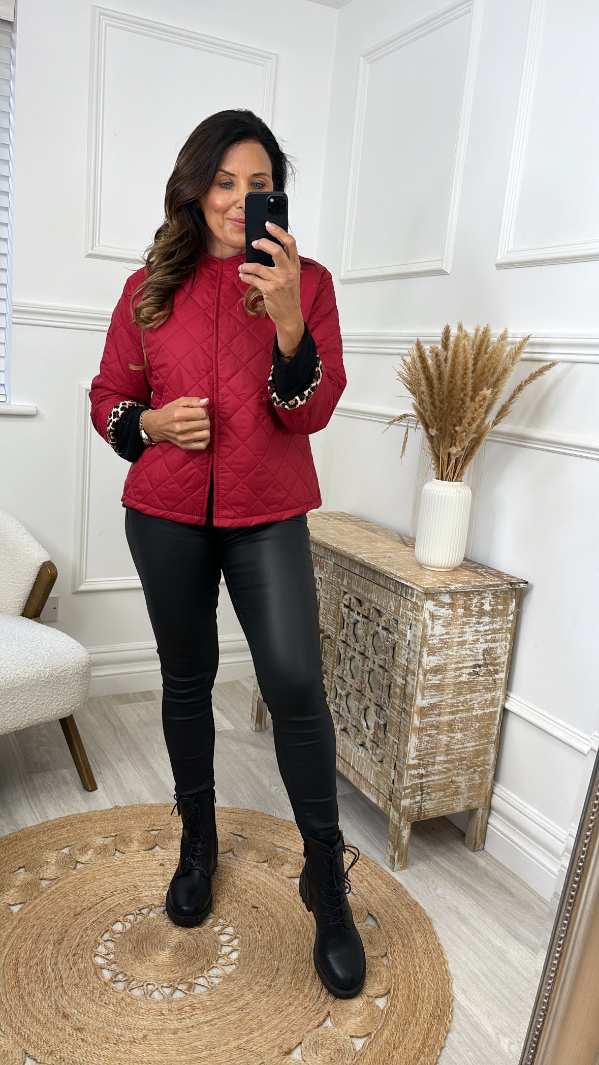 Fiona Red Leopard Lining Jacket