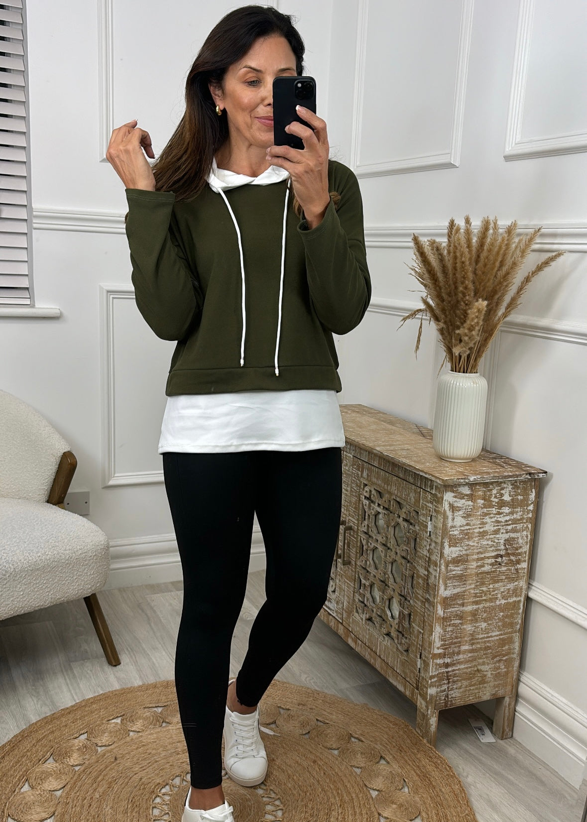 Marian Khaki Layered Hoodie