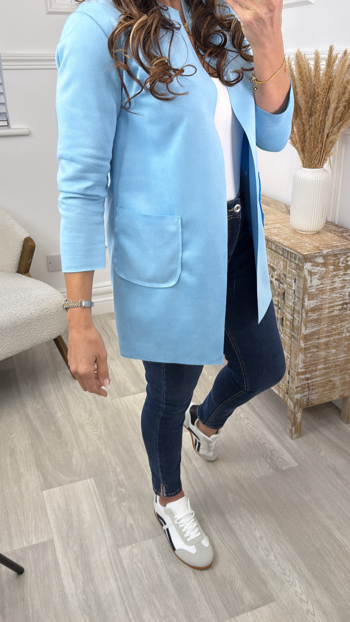 Samantha Sky Blue Suedette Jacket