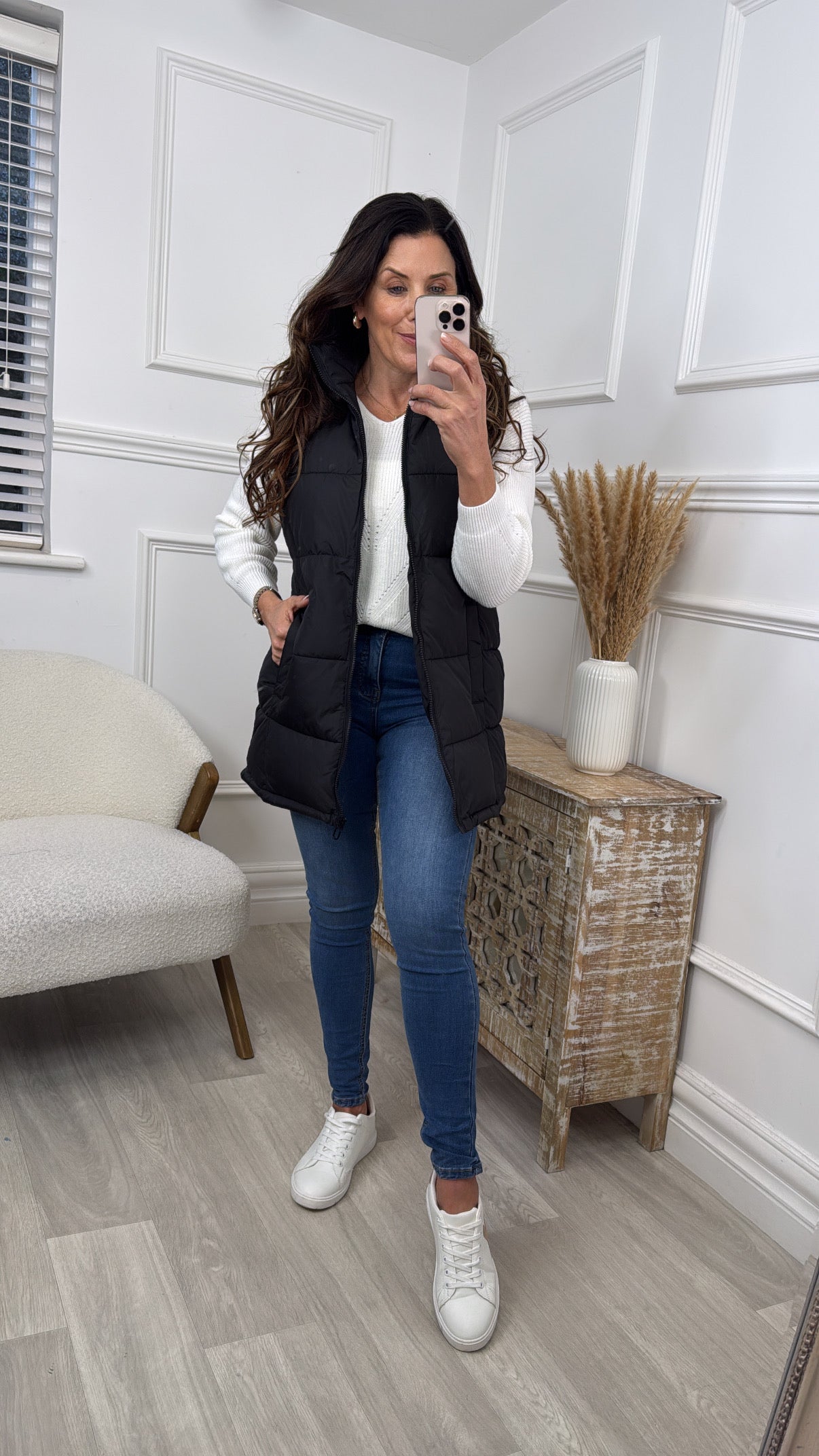 Lona Black Toggle Waist Puffer Gilet