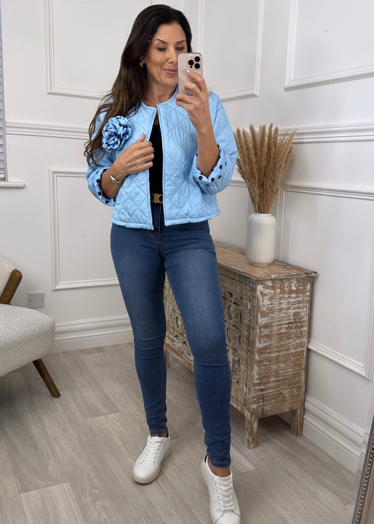 Blandine Baby Blue Polka Dot Lining Jacket