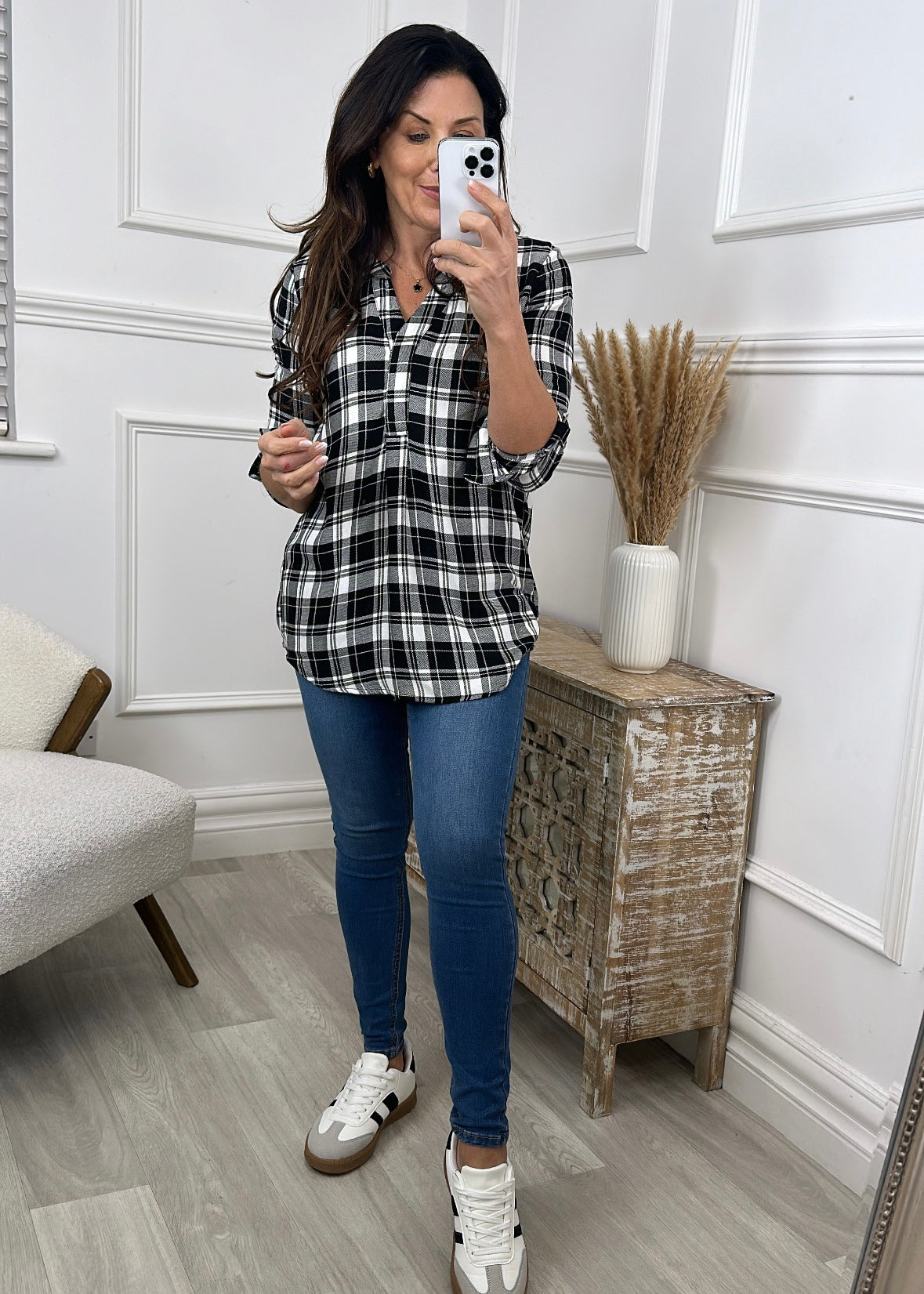 Logan Black Check Shirt Tunic