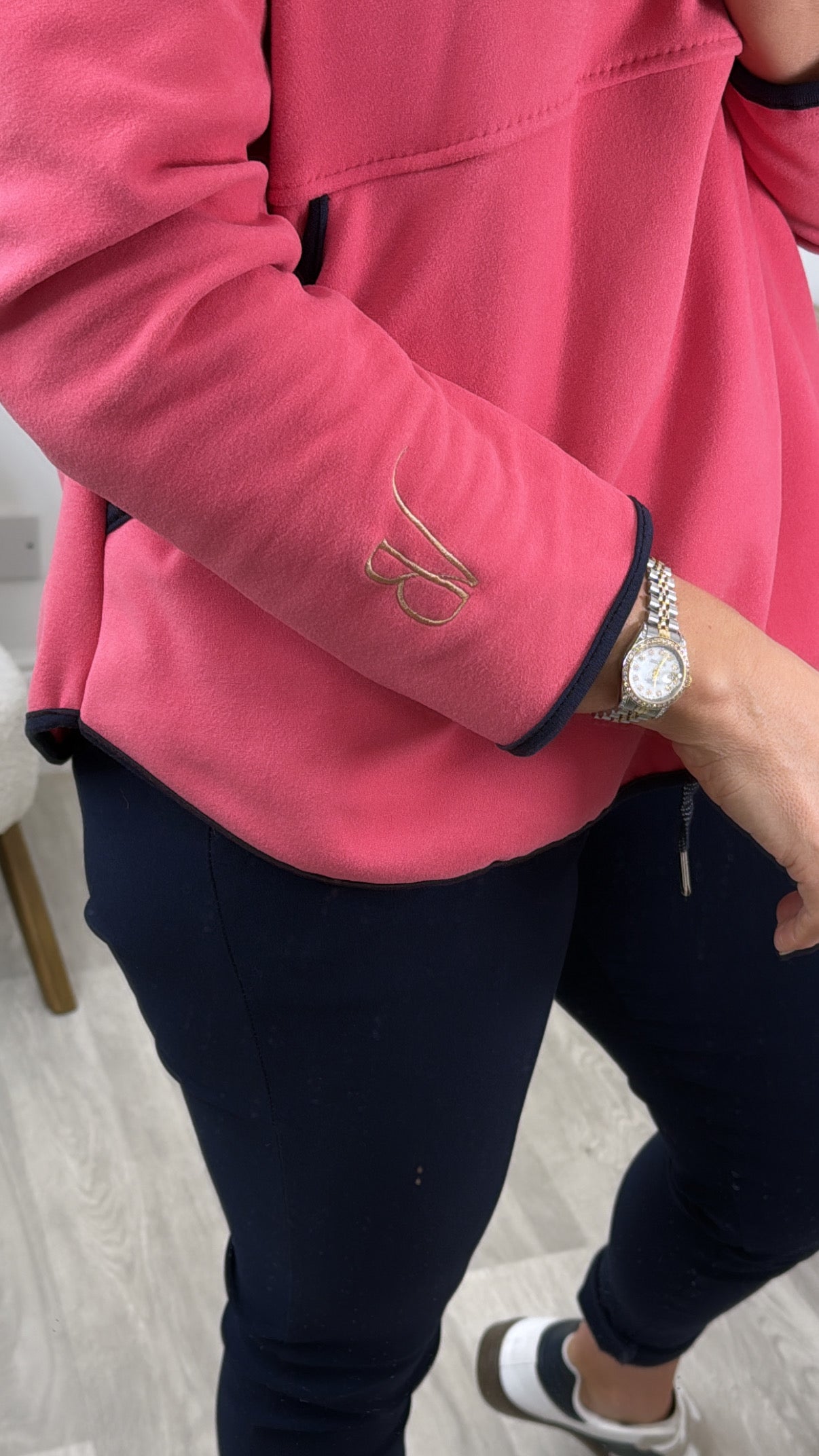 Angelina Pink Half Zip VB Sweatshirt