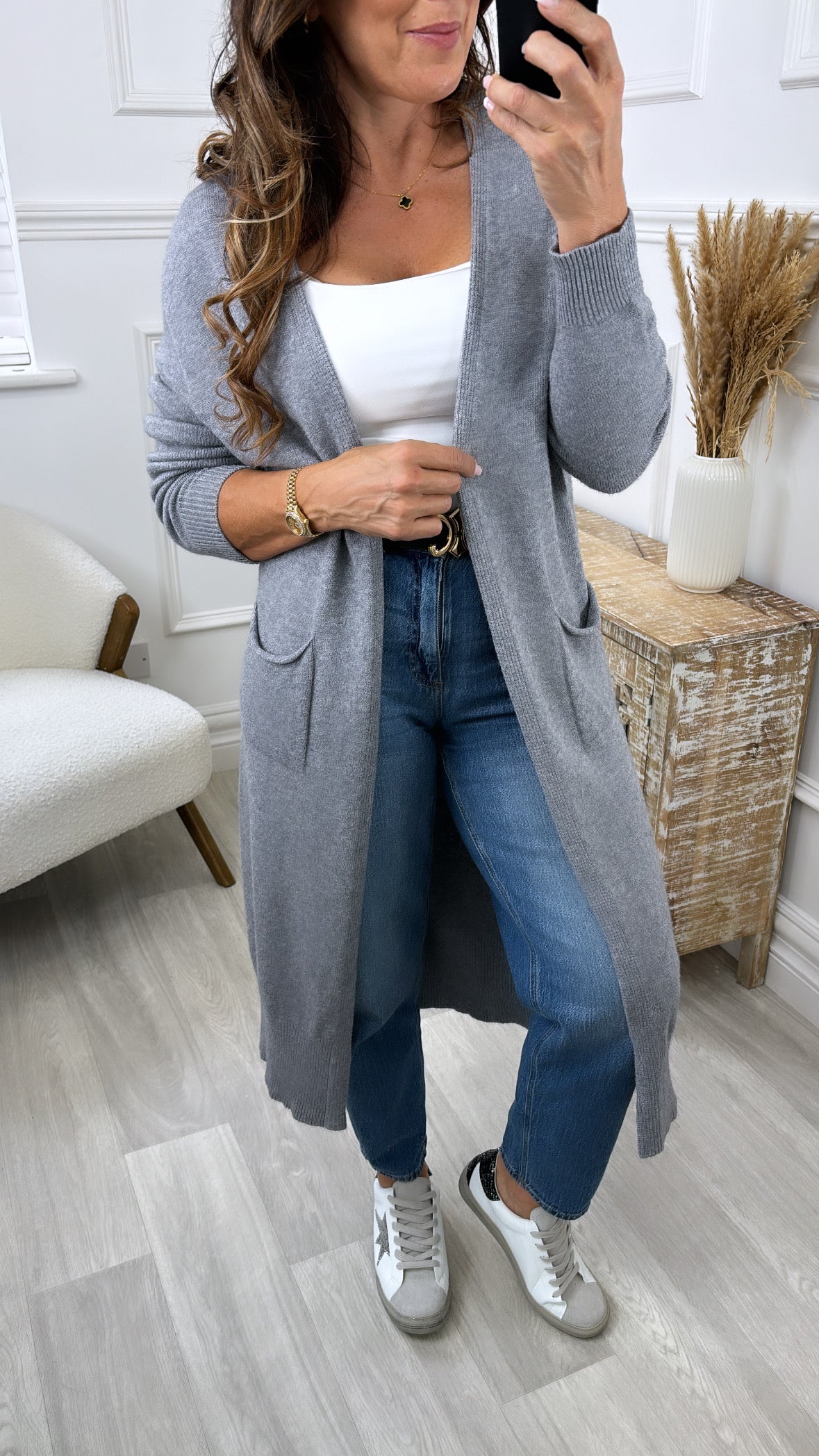 Louisa Grey Knit Cardigan